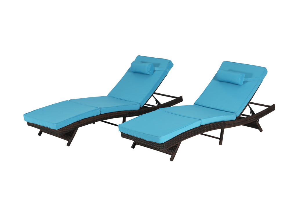 Outdoor Wicker Reclining Chair Set of 2