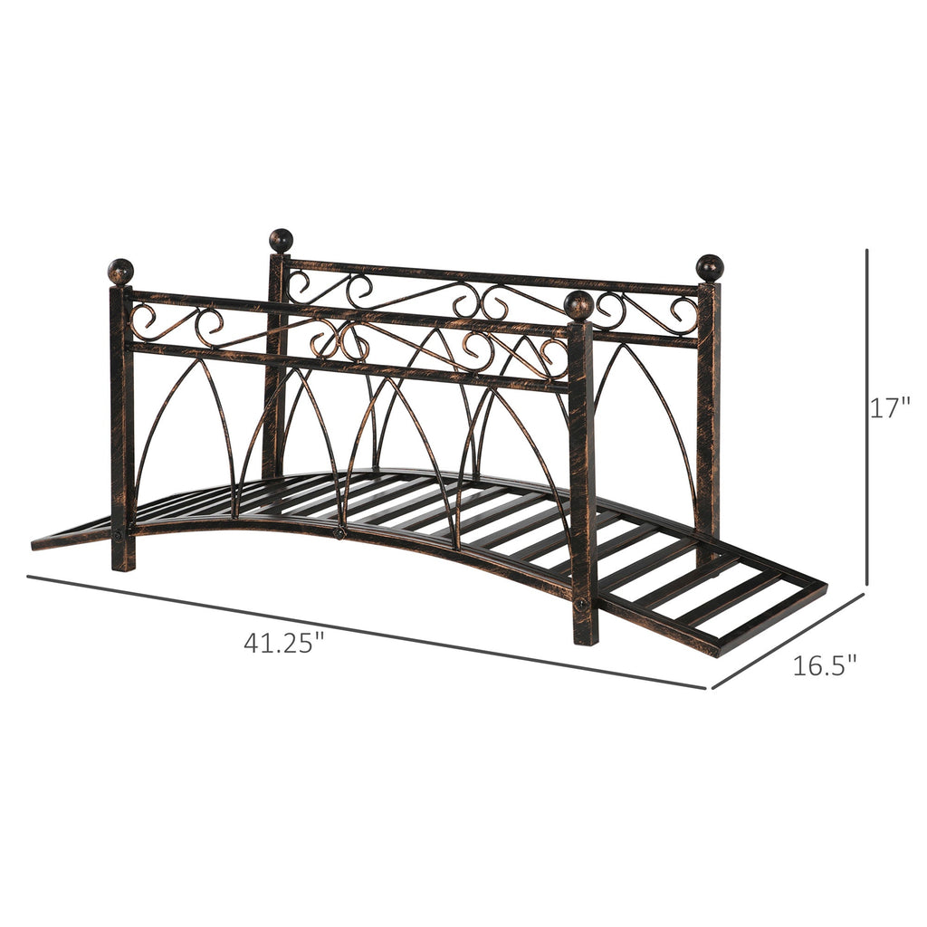 Outsunny 3.3' Metal Arch Zen Garden Bridge with Safety Siderails