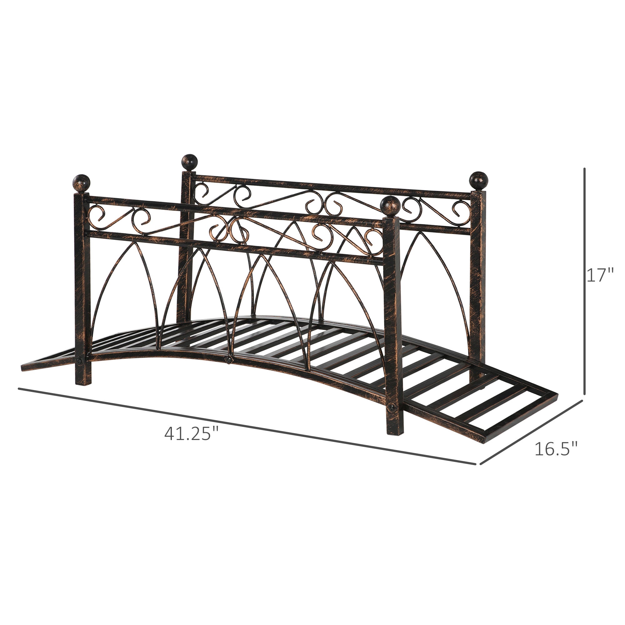 Outsunny 3.3' Metal Arch Zen Garden Bridge with Safety Siderails