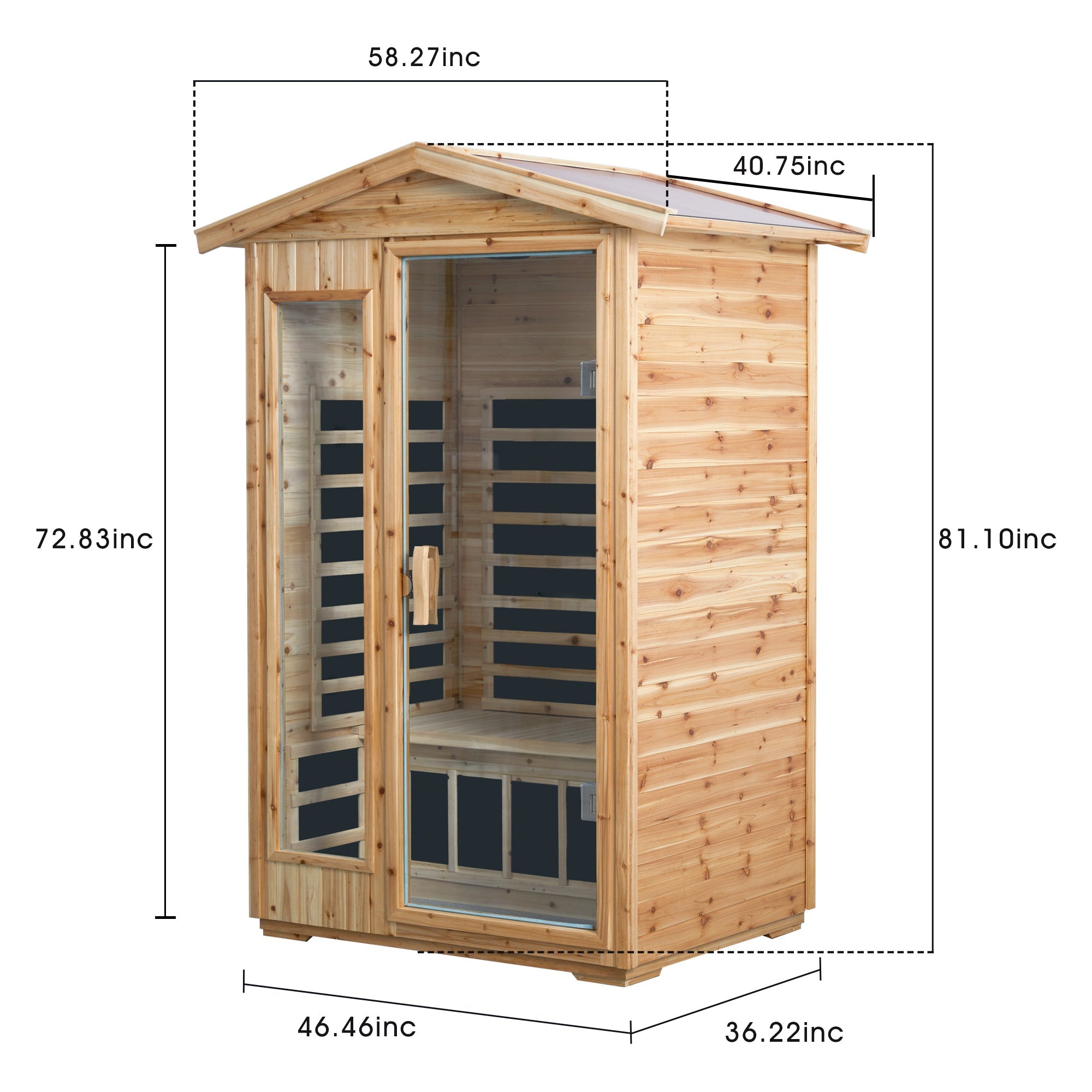 Two Person Far Infrared Old Fir Outdoor Sauna Room with Bluetooth and LED Lighting