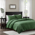 3 Piece Velvet Quilt Set Green Full/Queen