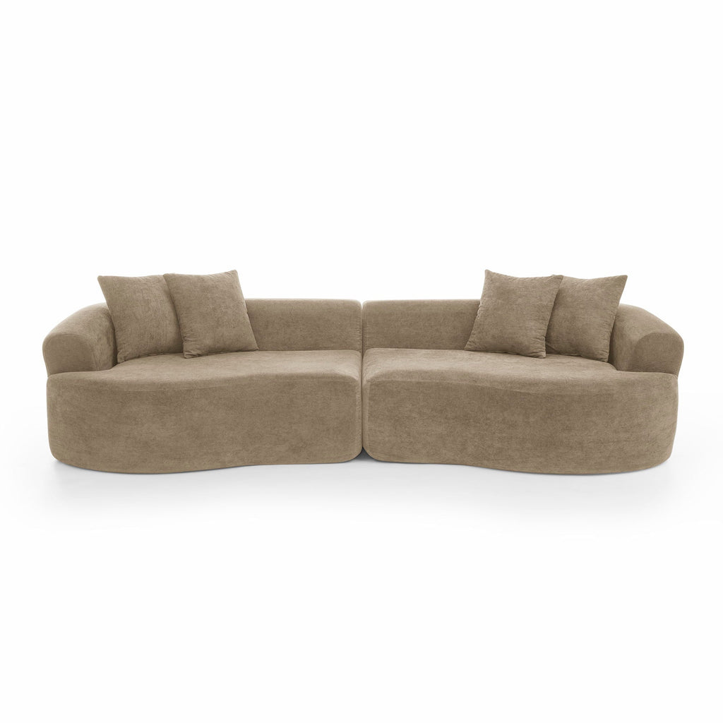 Cloud 4 Seater Sectional Curved Sofa, Minimalist Design - Light Brown
