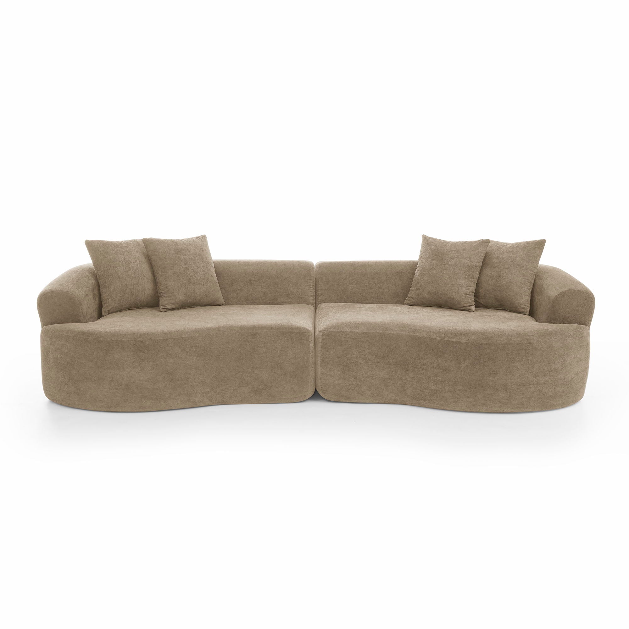 Cloud 4 Seater Sectional Curved Sofa, Minimalist Design - Light Brown
