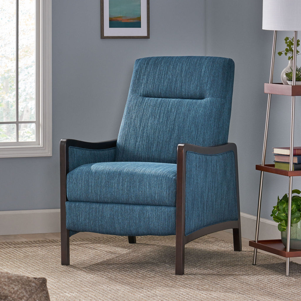 Drury Contemporary Fabric Upholstered Pushback Recliner