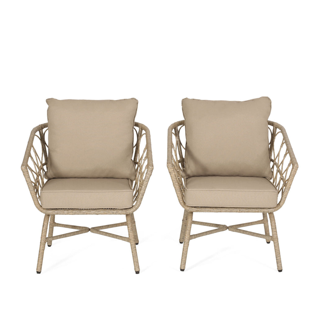 Bruce Outdoor Club Chair Set with Water Resistant Cushions