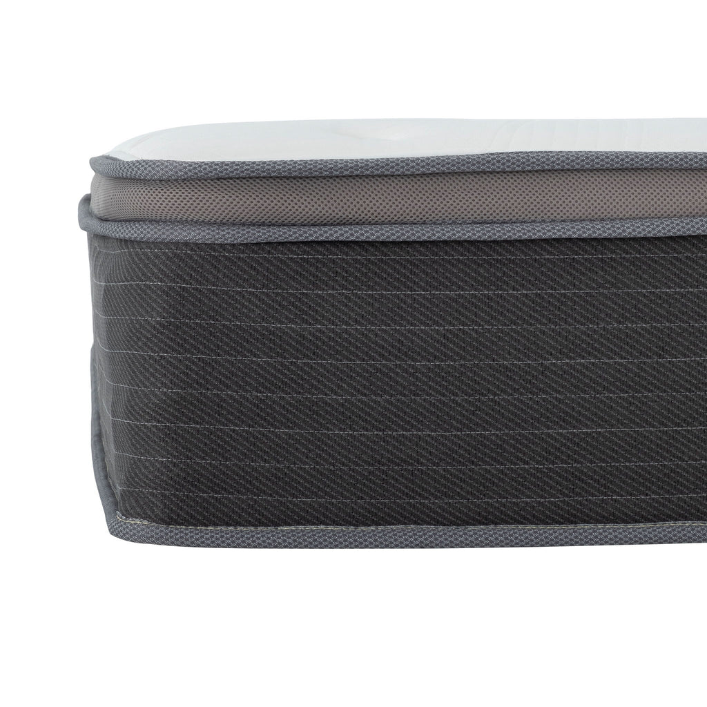 12'' Hybrid Mattress In A Box, Plush Gel Memory Foam Mattress Top With Pocket Coil Base - Gray / White - Queen