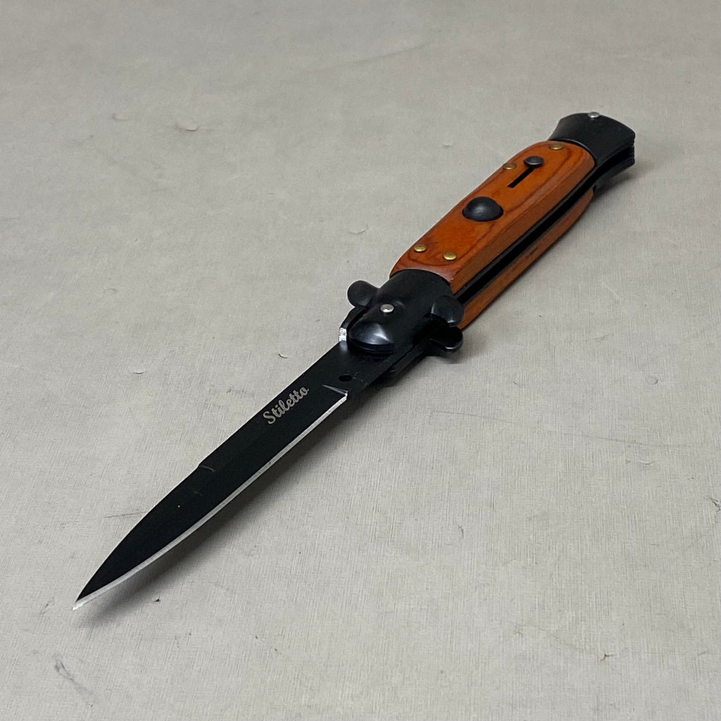 ZA@ ARMED FORCE TACTICAL Handcrafted OTF Pocket Knife  4" Blade 9" Overall Length Redwood ST-6BW