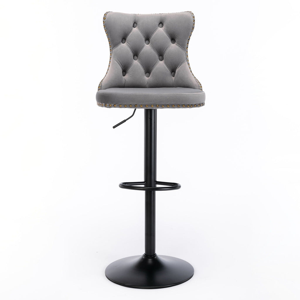 Swivel Barstools Adjusatble Seat Height, Modern Upholstered Bar Stools With Backs Comfortable Tufted For Home Pub And Kitchen Island (Set of 2)