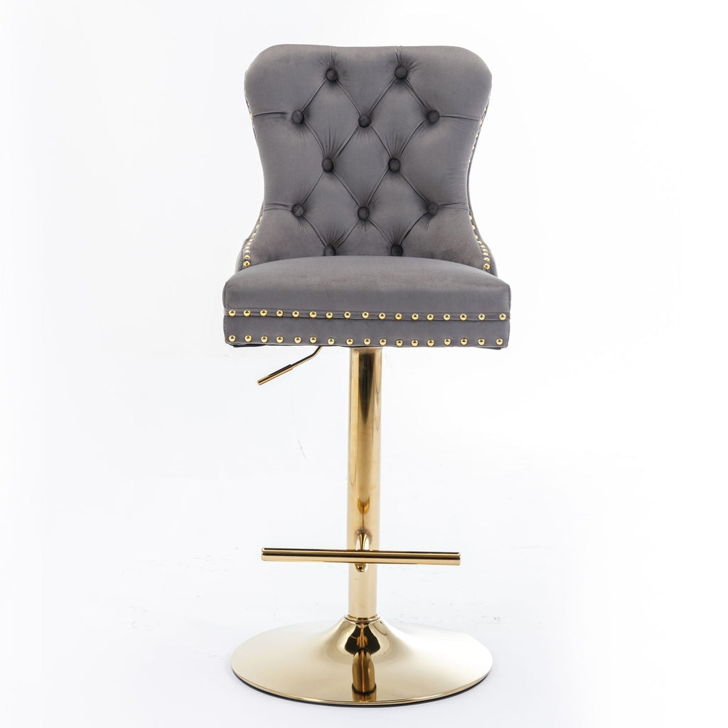 Thick Swivel Barstools Adjusatble Seat Height From 25-33", Modern Upholstered Bar Stools With Backs Comfortable Tufted For Home Pub And Kitchen Island (Set of 2)