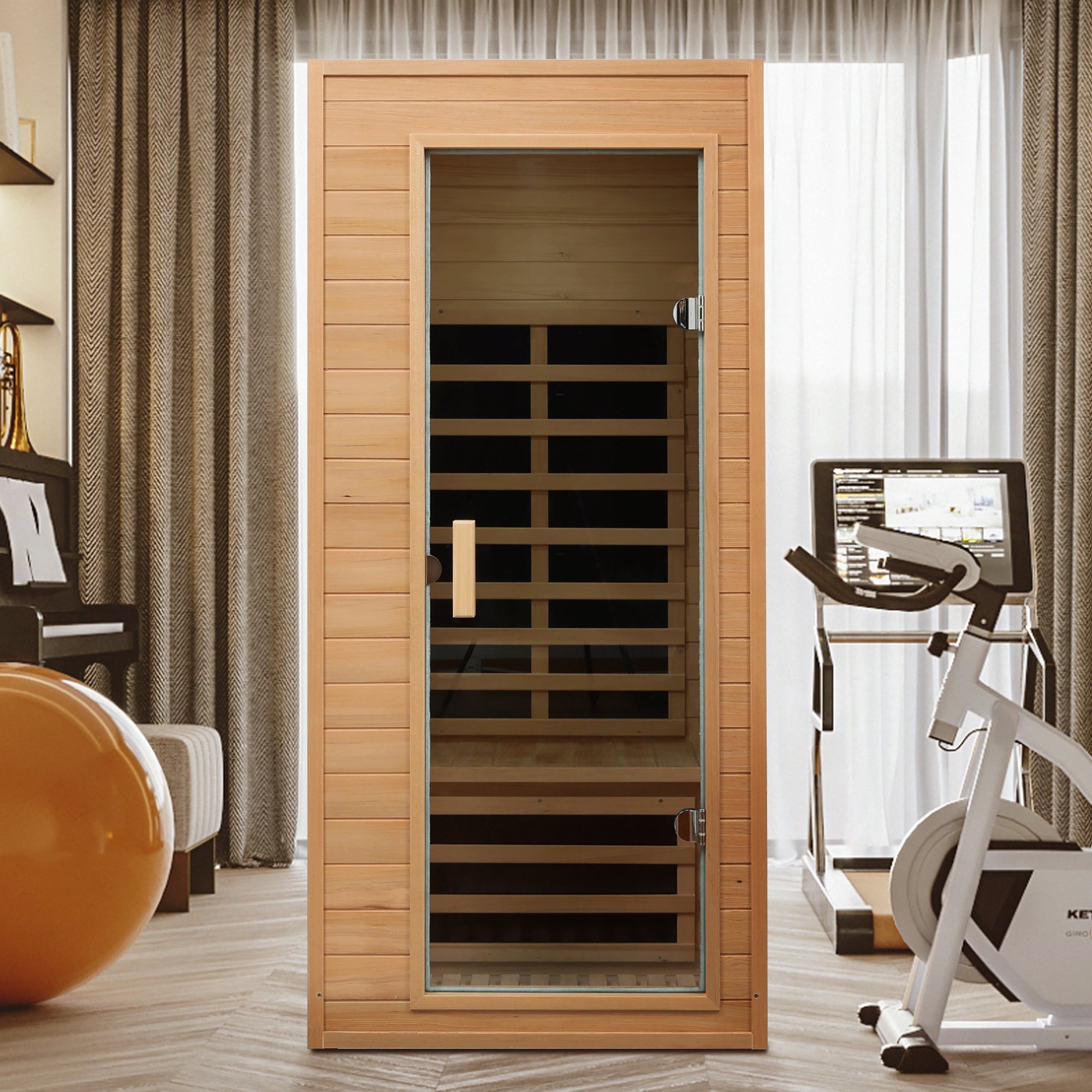 Hemlock One-person far infrared roof embedded indoor sauna room (Left & Right)