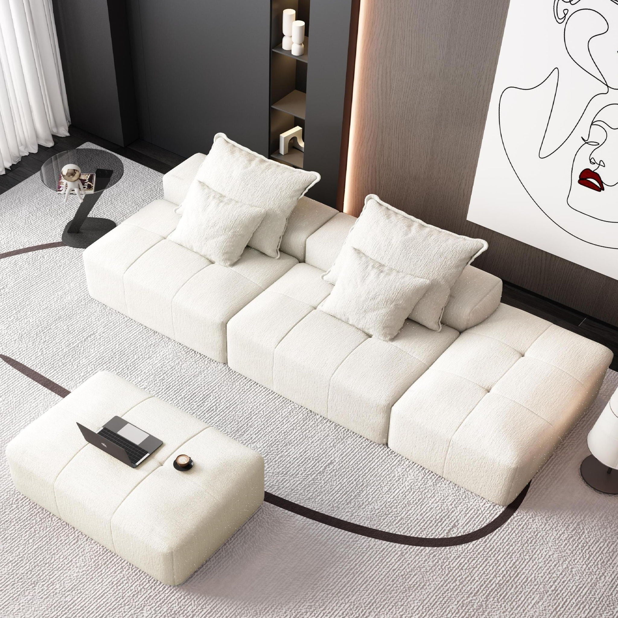 Modern Oversized DIY Combination Modular Sectional Sofa With Pillows