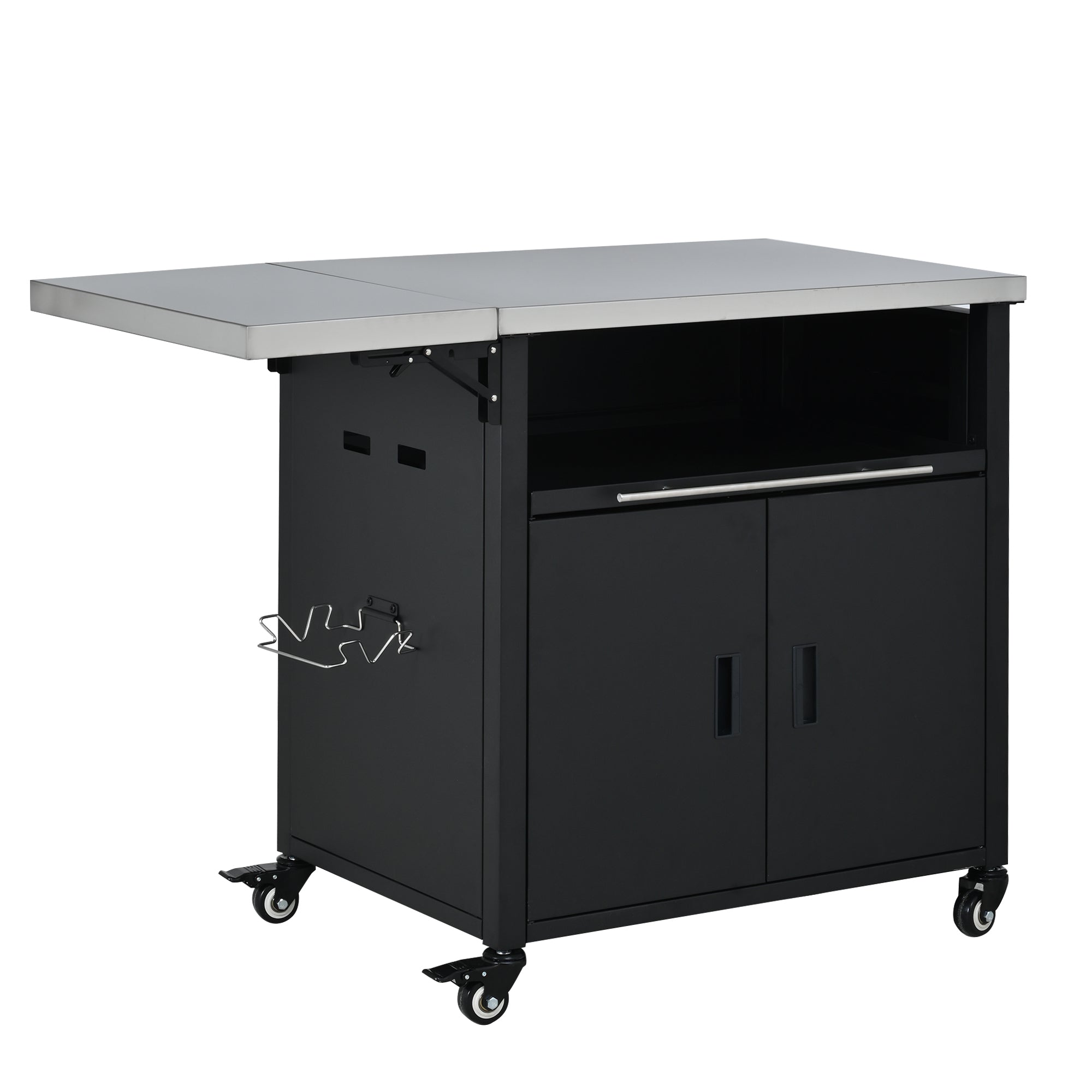 Foldable Outdoor Prep Station BBQ Cart Patio Dining Cart