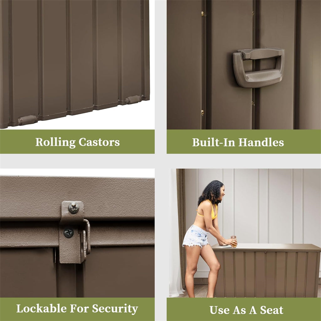 200 Gallon Outdoor Storage Deck Box Waterproof, Large Patio Storage Bin