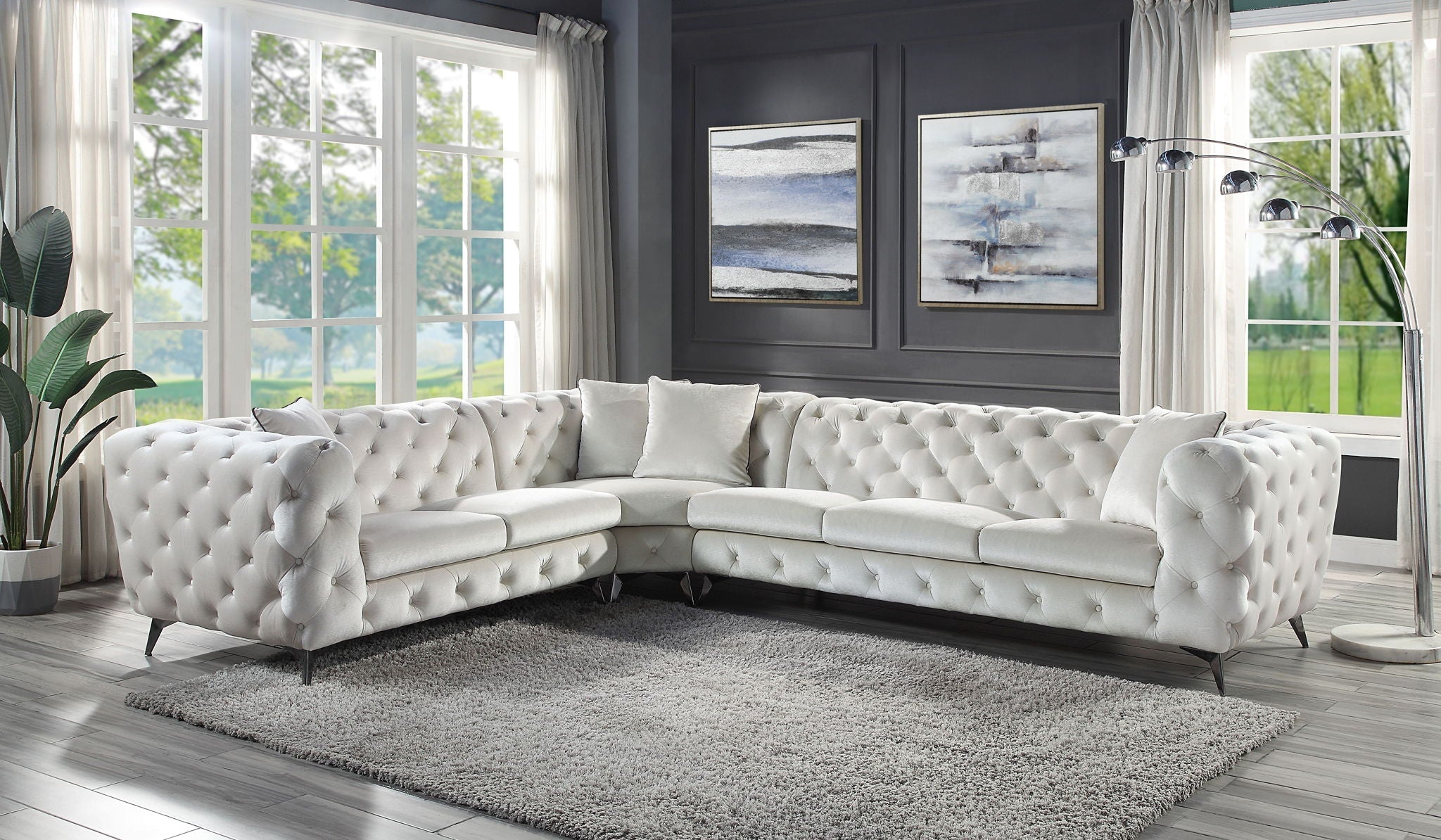 Atronia Sectional Sofa With 4 Pillows - Beige