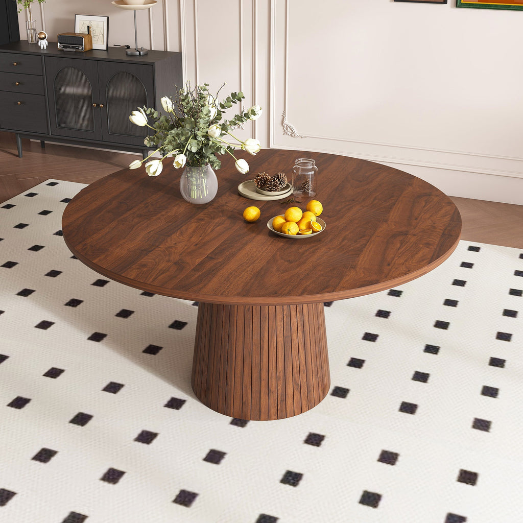 47 Inch Round MDF Dining Table for 4, Modern Farmhouse Style