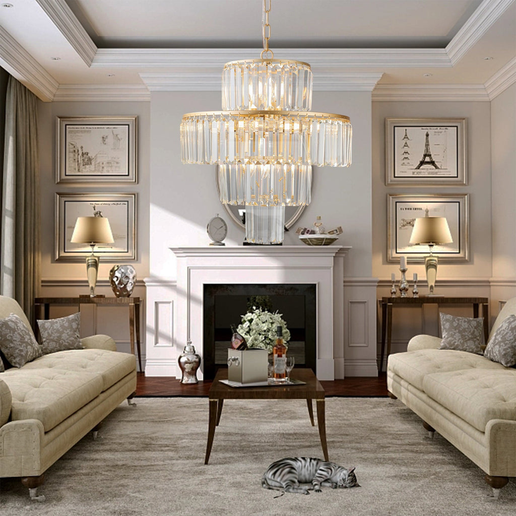 20' Modern Crystal Chandelier with Gold Finish