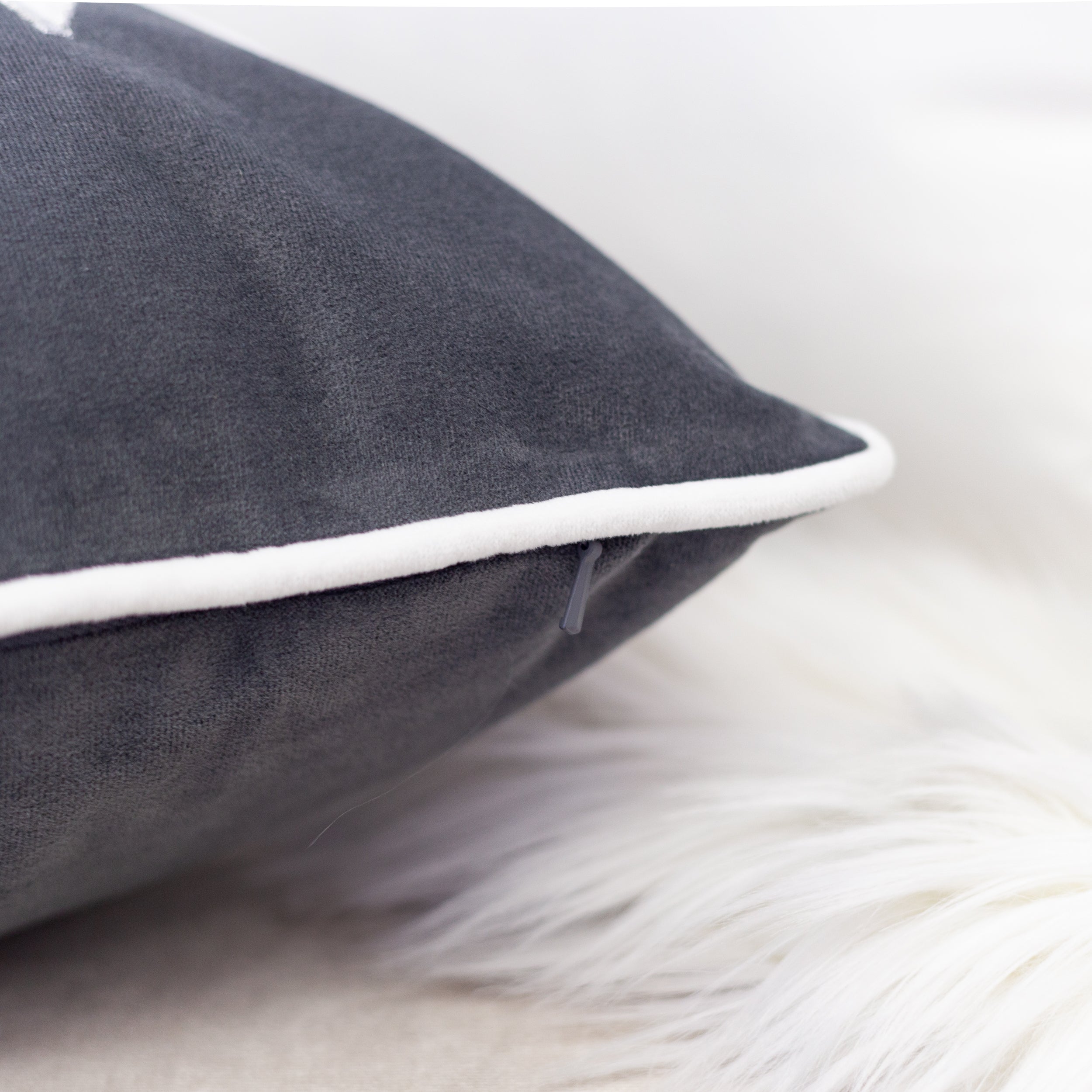 Nneka Let It Snow Gray Velvet Lumbar Pillow with Insert 14x20