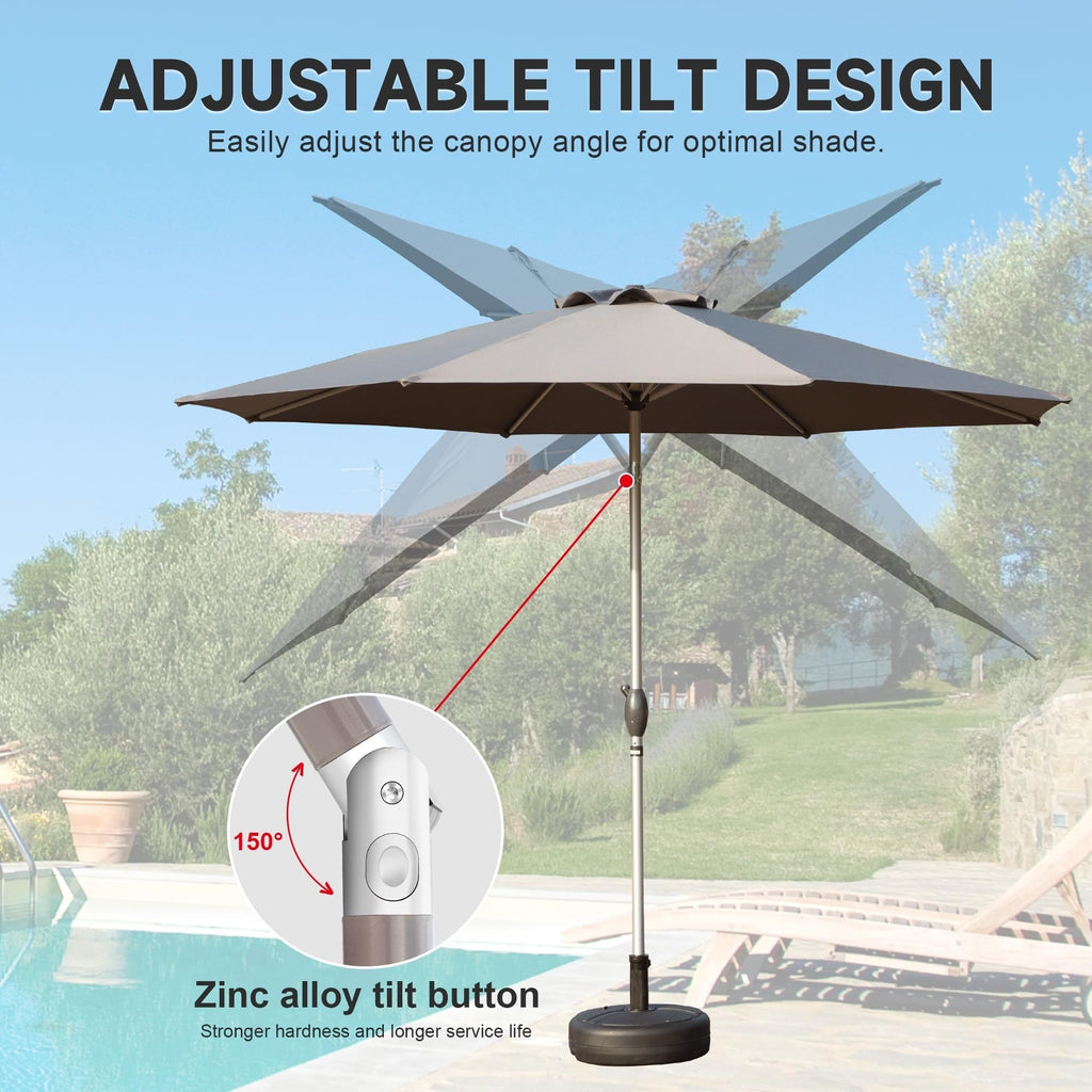 9FT Patio Umbrella, Outdoor Table Umbrella with Push Button Tilt and Crank, UV Protection Waterproof Market Sun Umbrella