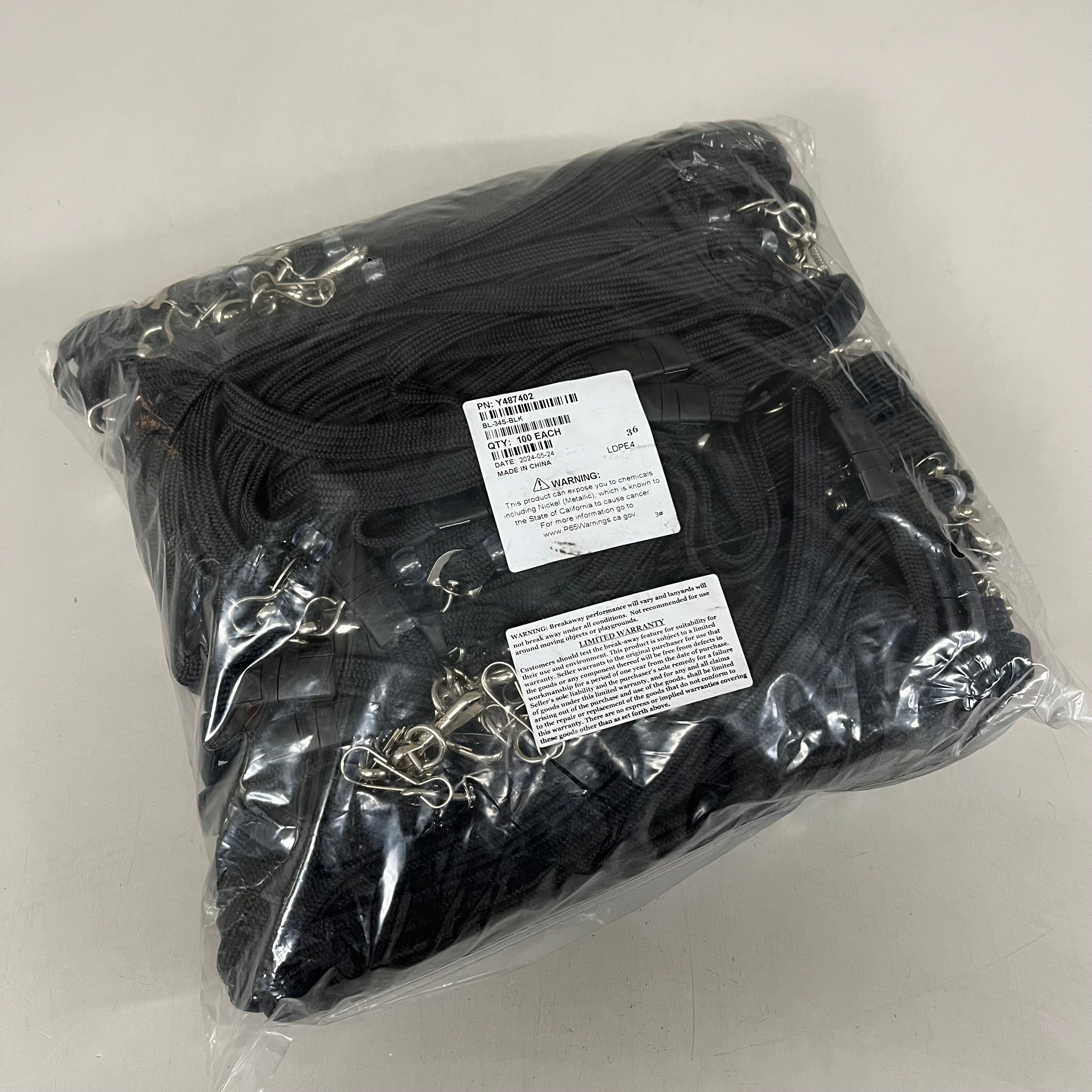 ZA@ UNBRANDED (100 PACK) Flat Lanyard w/ Swivel Hook 3/8" Black BL-34S-BLK