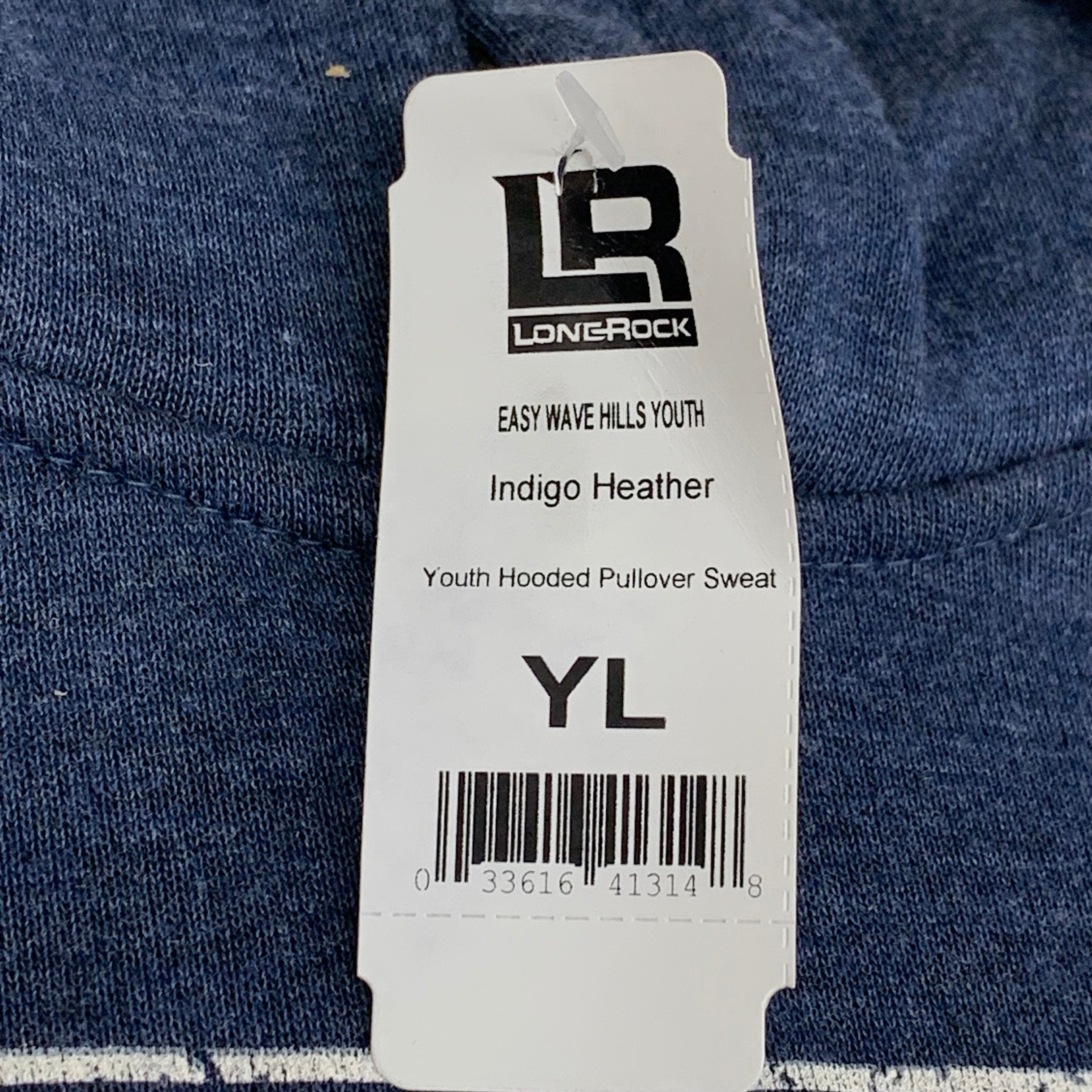 LONEROCK Helen Georgia Pull Over Hoodie Youth Large Indigo Heather