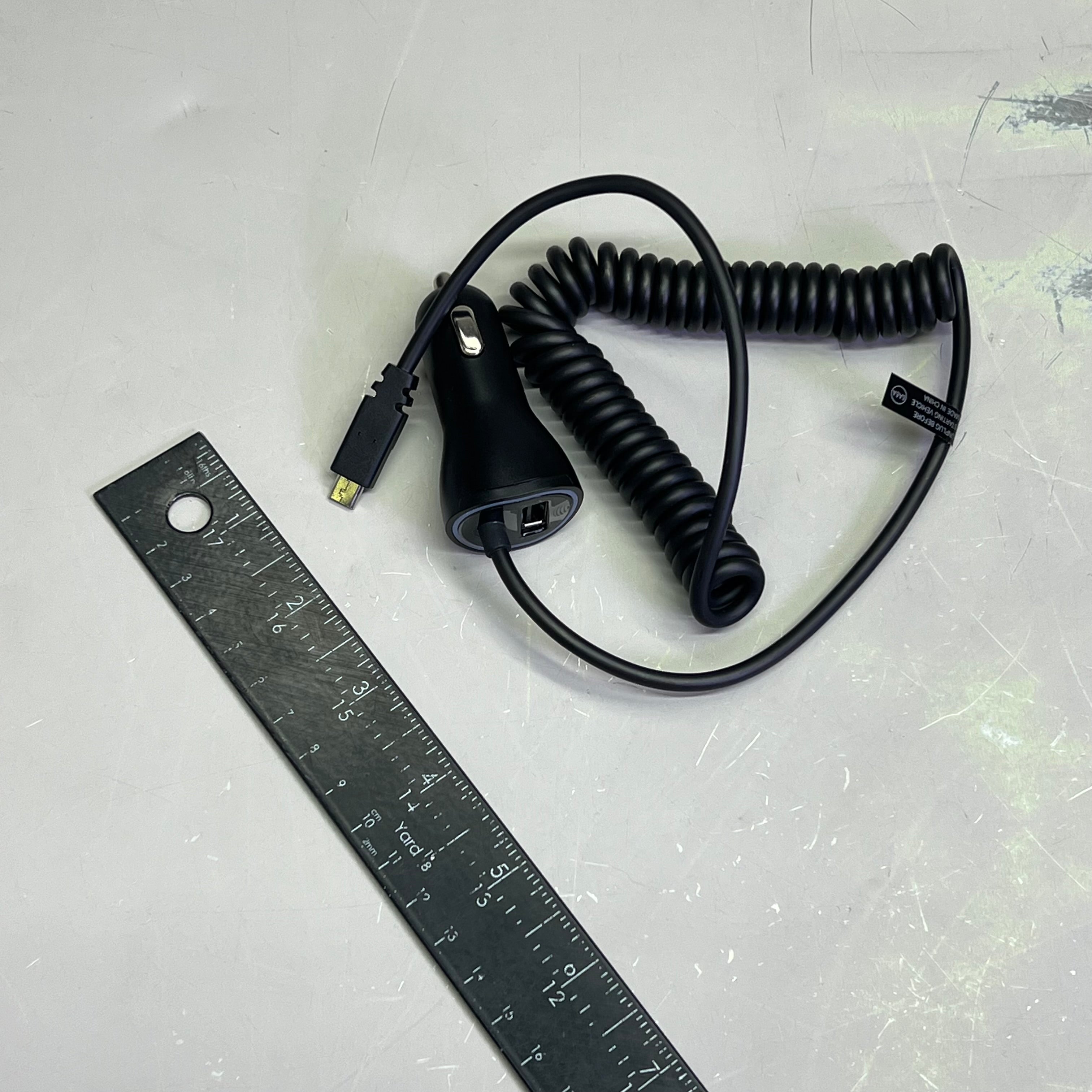 AT & T Single USB Secondary & Corded Micro Car Charger LED 3.4Amp Black 4899