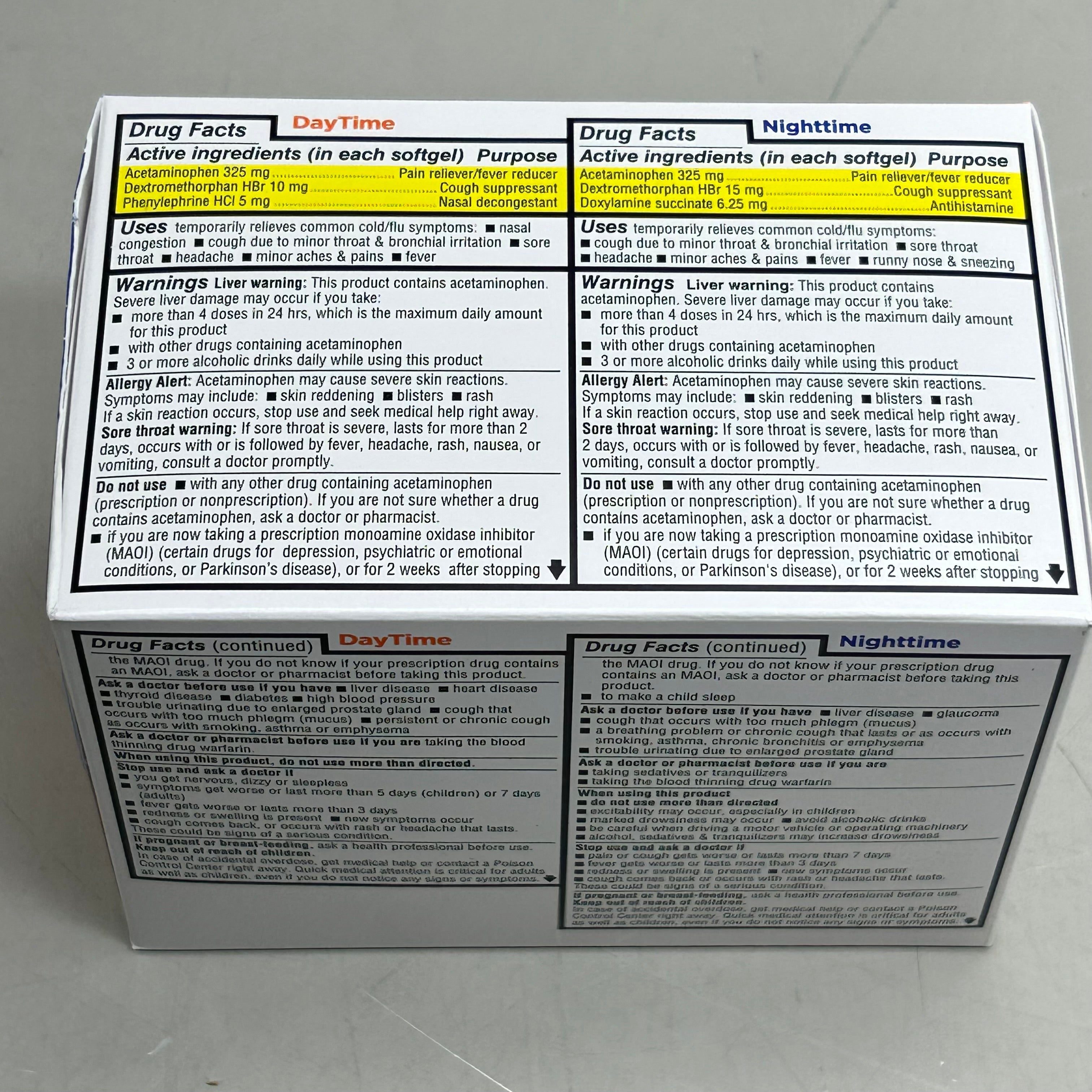 EXCHANGE SELECT (2 Pack, 32 Day Caps, 16 Night Caps) Day/Night Time Cold/Flu Relief Soft Gel Capsules