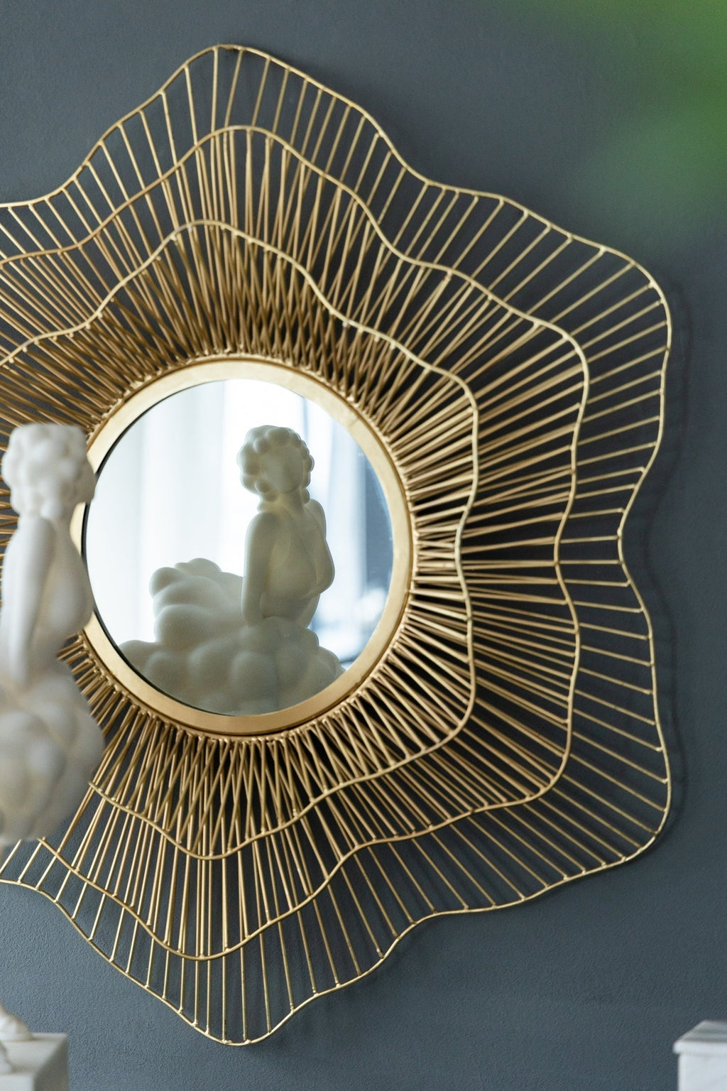 D27x2.4' Metal Starburst Wall Mirror, Wall Mounted Home Decor