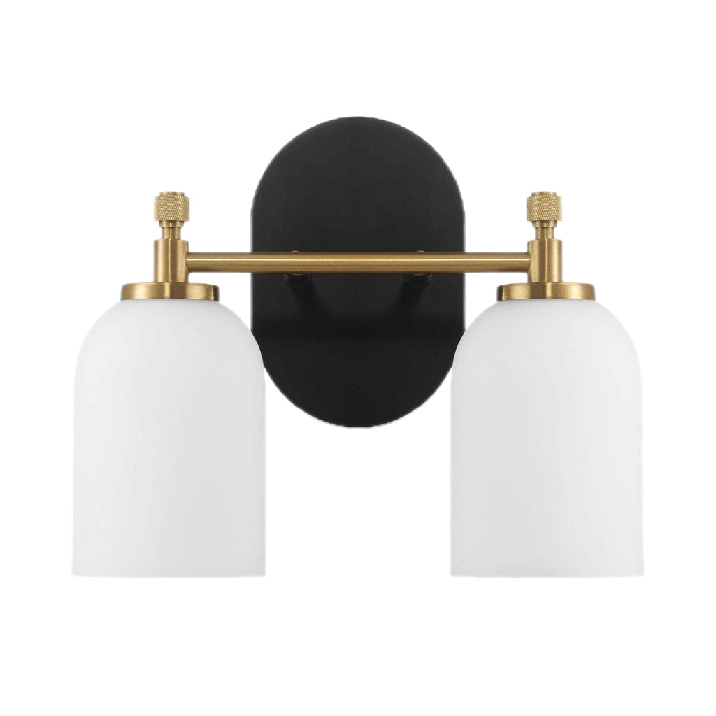 Vortex - 2 Lights Vanity In Style For Over Bathroom Mirror Wall Sconce - Black / Gold / White