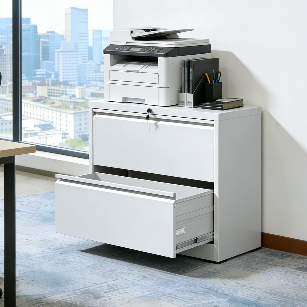 Lateral File Cabinet 2 Drawer, Locking File Cabinet With Anti Tip Interlock, Heavy Duty Storage For Letter / Legal / A4