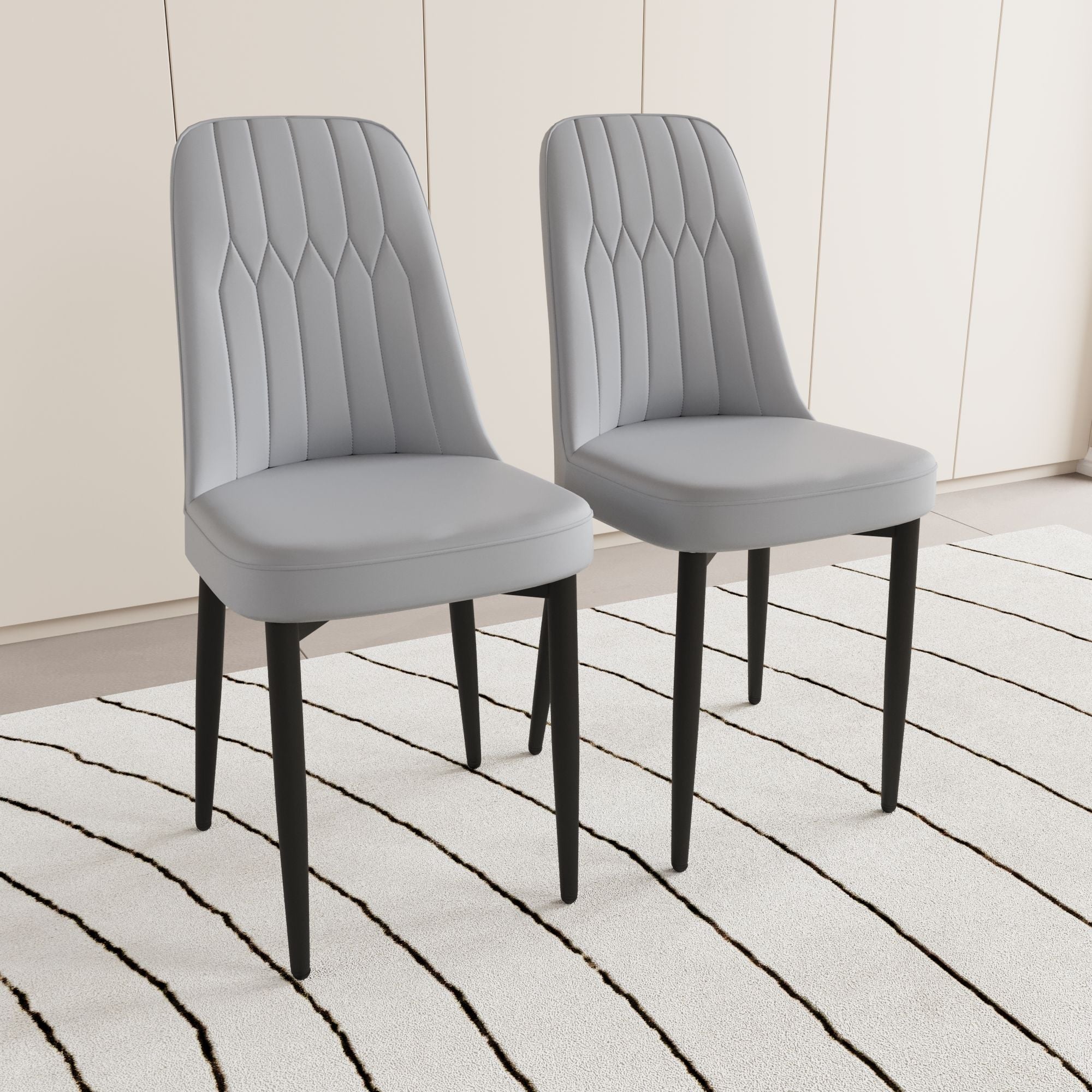 Modern Dining Chair With Cushions And Metal Legs