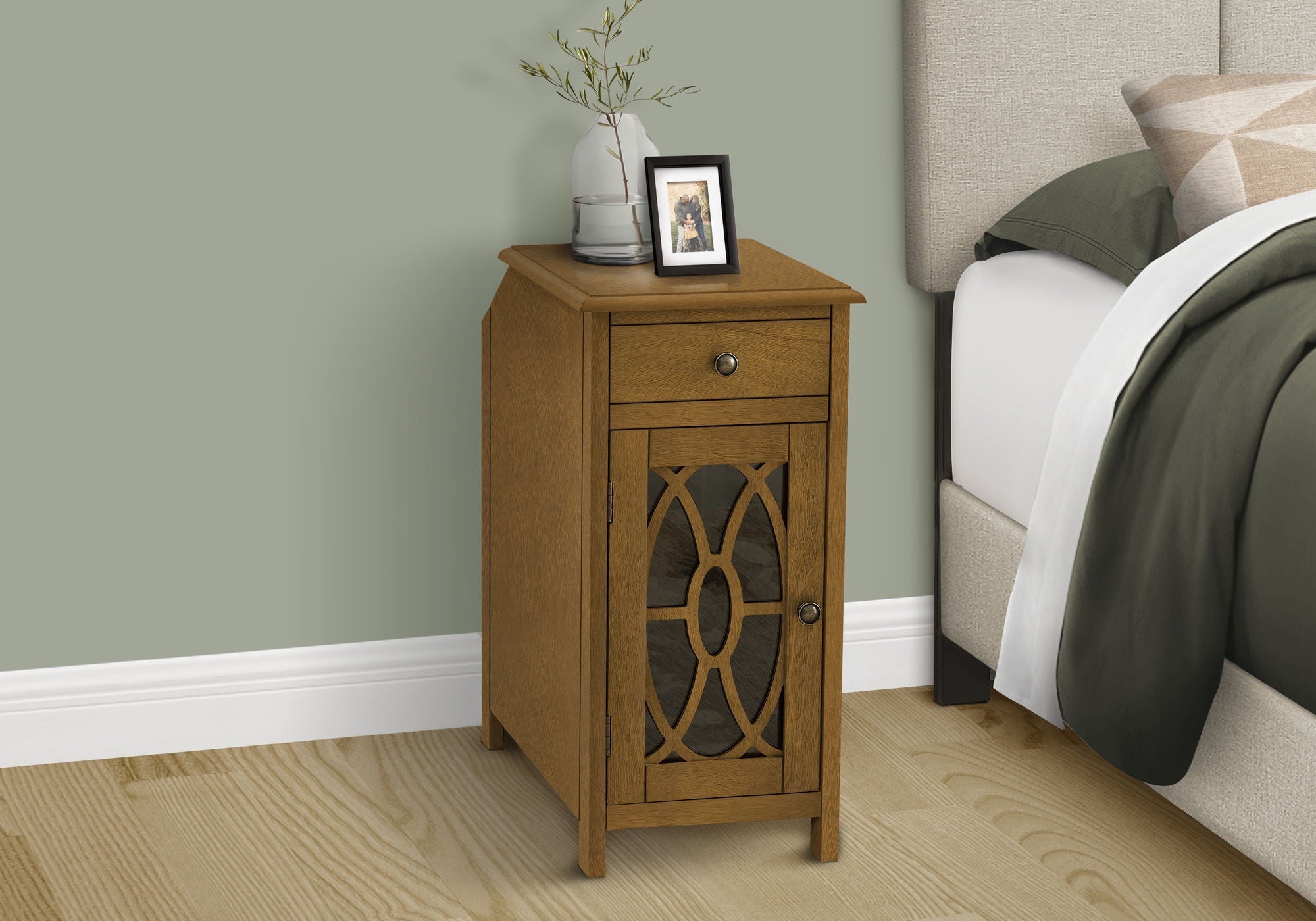 Accent Side Table with Storage Drawer - Taupe