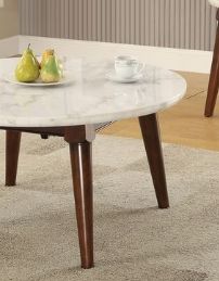 Gasha Coffee Table - White Marble / Walnut