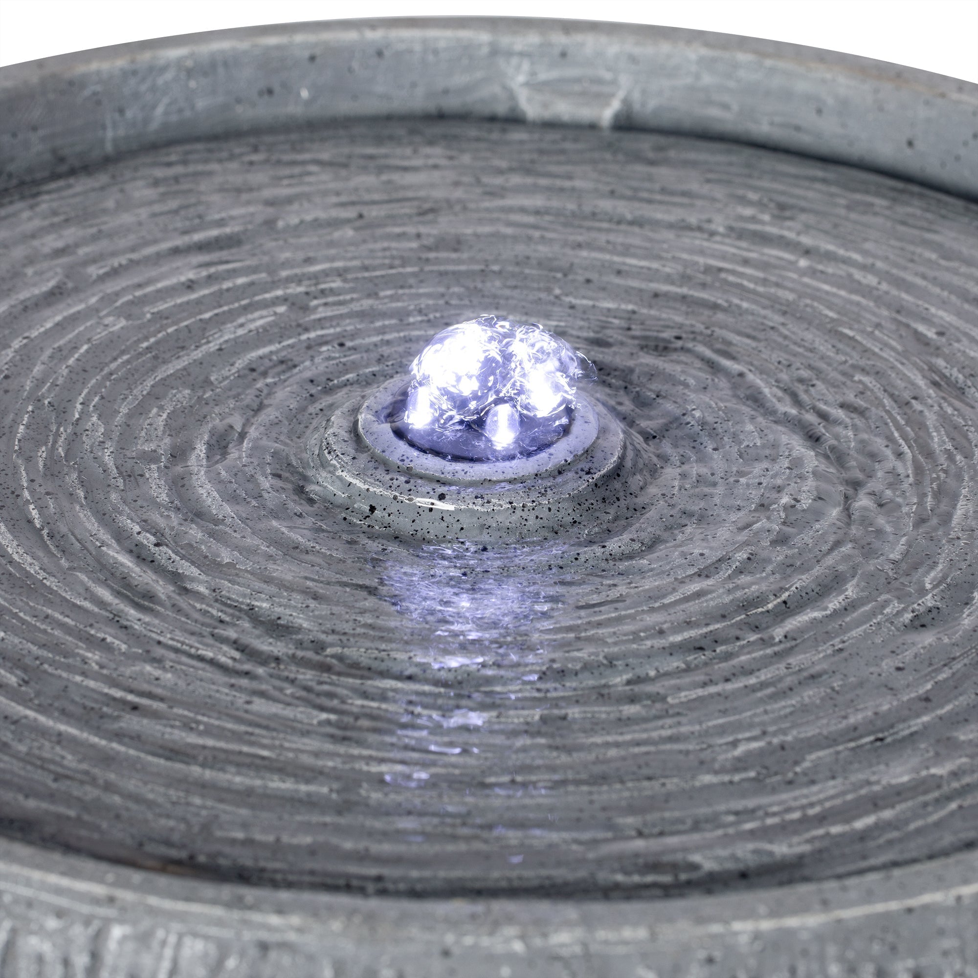 12.99" Gray Polyresin Outdoor Water Fountain with LED Light