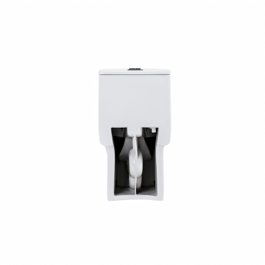 Elegant One Piece Toilet With Tornado Dual Flush, Siphonic S Trap 12", Soft Close Seat, Dual Flush, Ada Height, Glossy - Gloss White