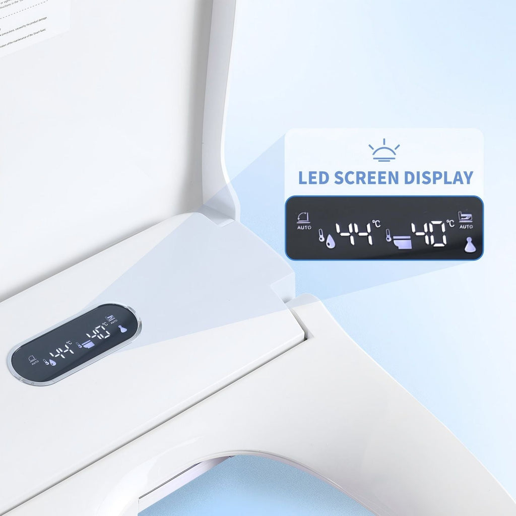 Smart Bidet Toilet Seat & Side Knob Adjustable Heated Seat With Water Temperature And Pressure Adjustment Portable Bidet - White