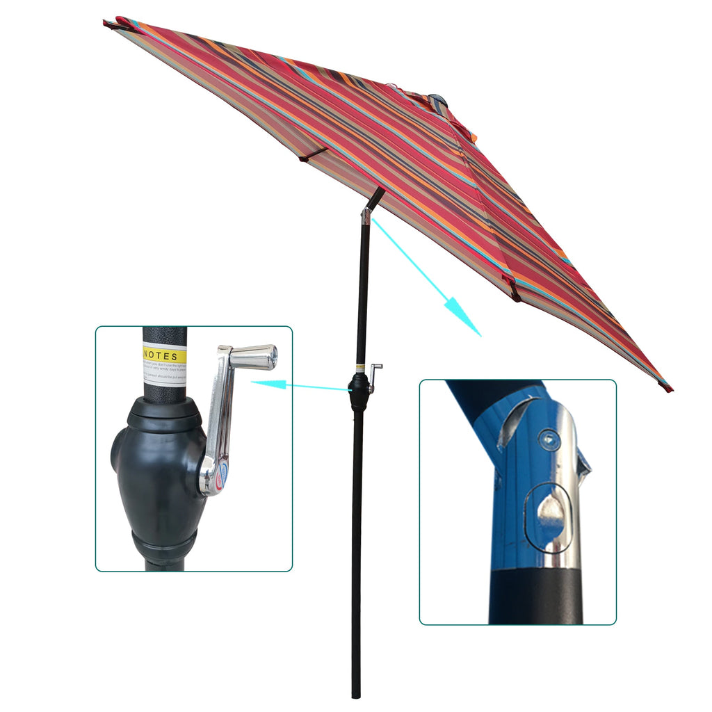 9FT Red Striped Patio Umbrella
