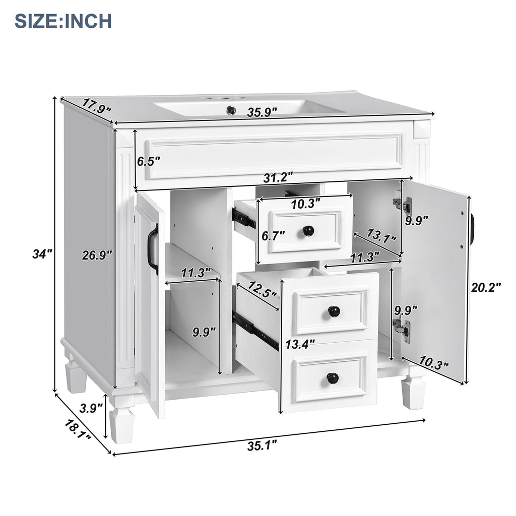 Bathroom Vanity With Top Sink and Soft-Closing Storage