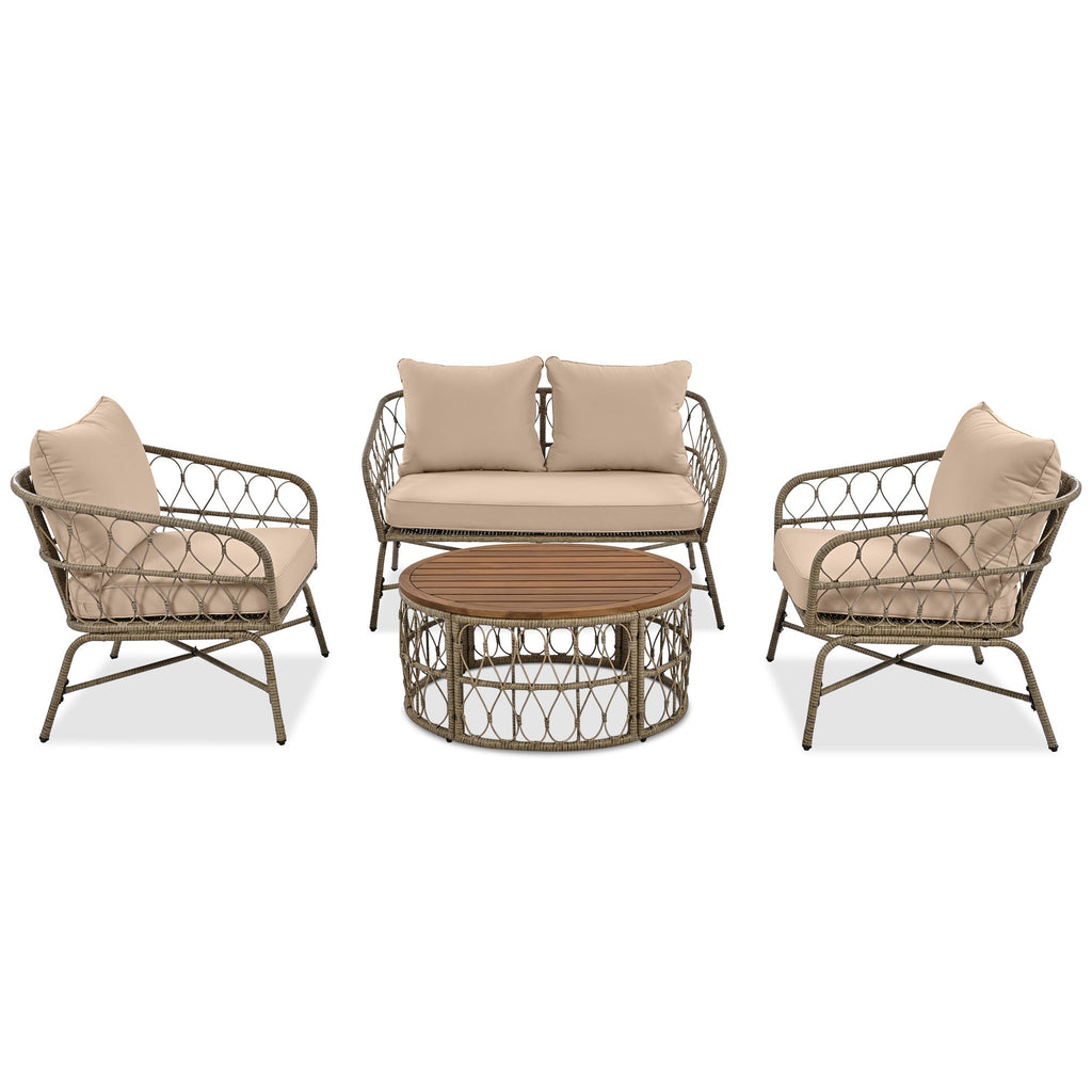 Bohemia-Inspired 4-Person Outdoor Seating Group With Removable Cushions