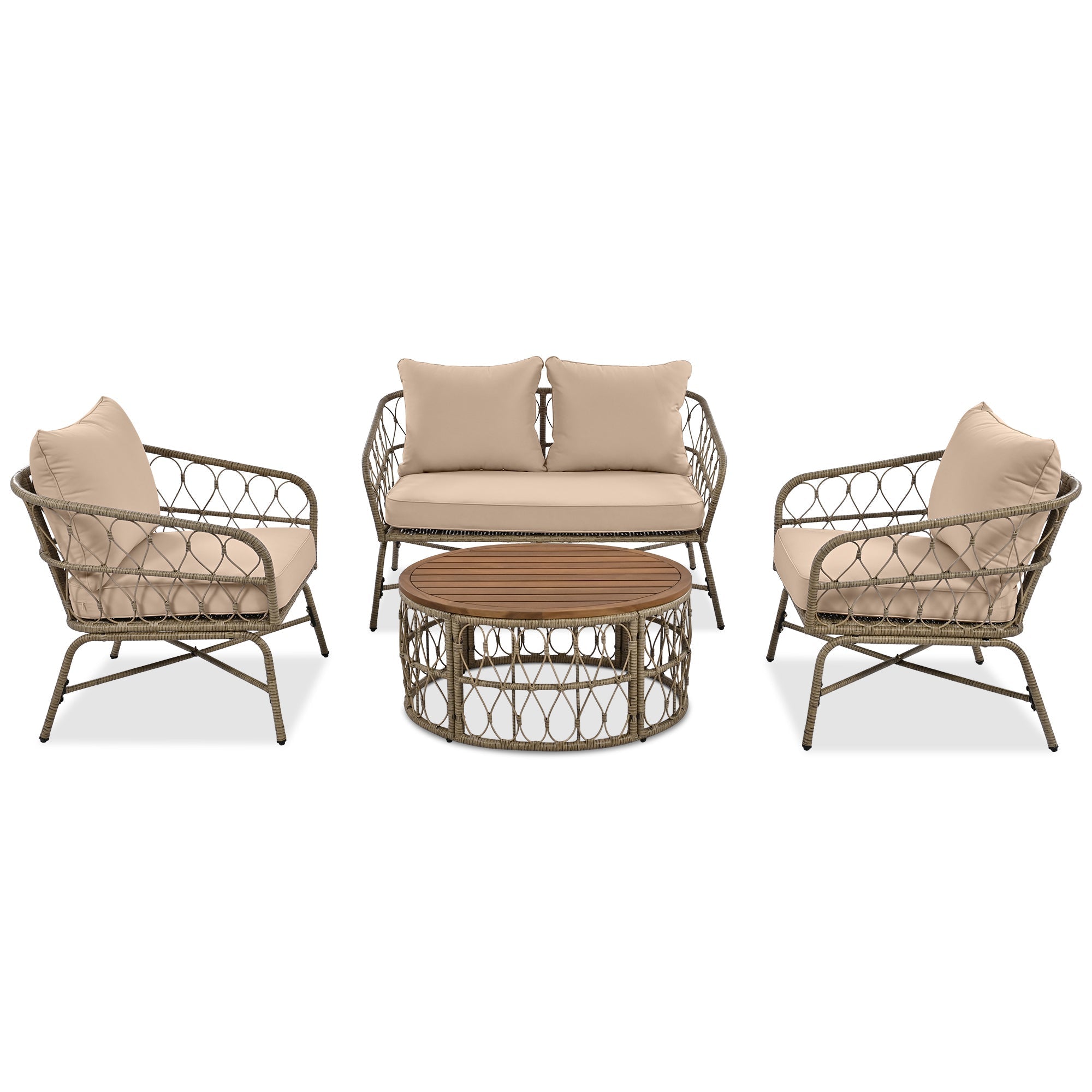 Bohemia-Inspired 4-Person Outdoor Seating Group With Removable Cushions