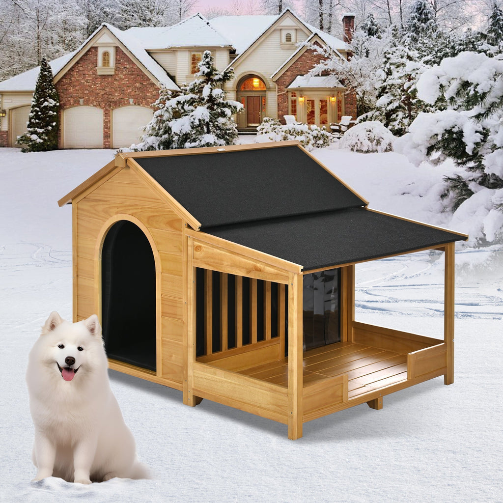 60.2 Inch Large Outdoor Dog House with Insulated Liner