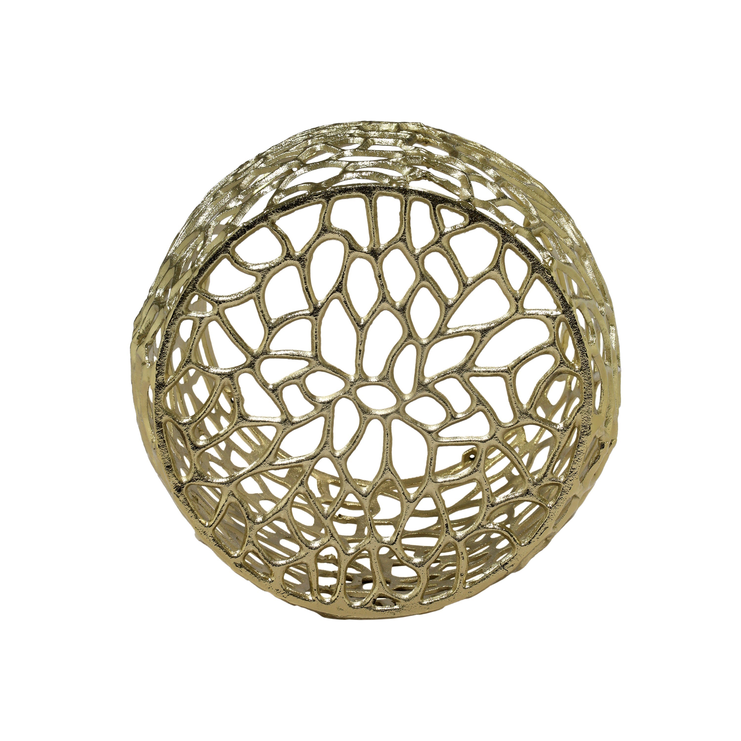 Aluminum Drum End Table with Intricate Design in Gold
