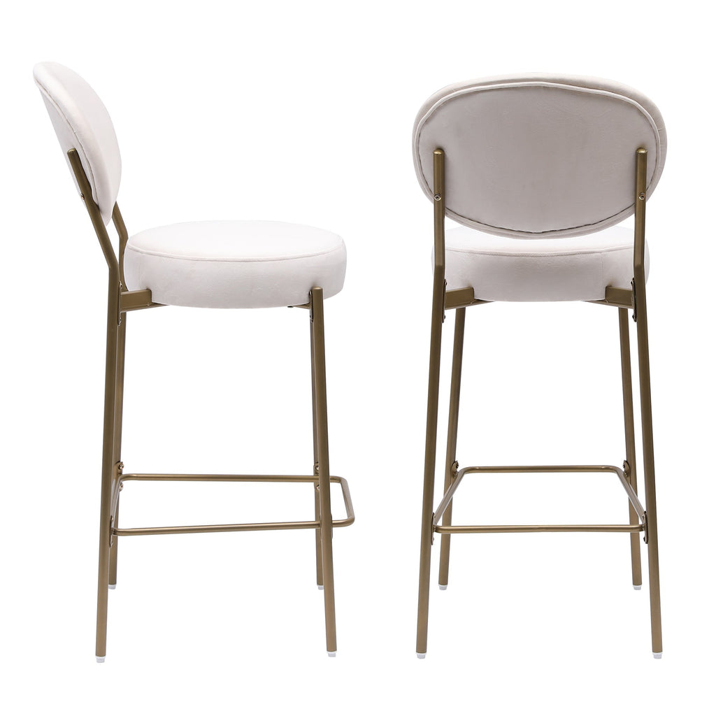 29'' Upholstered Velvet Bar Stools with Backrest & Footrest - Set of 2