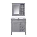 Bathroom Vanity With Top Sink, Storage Cabinet & Mirror - Gray