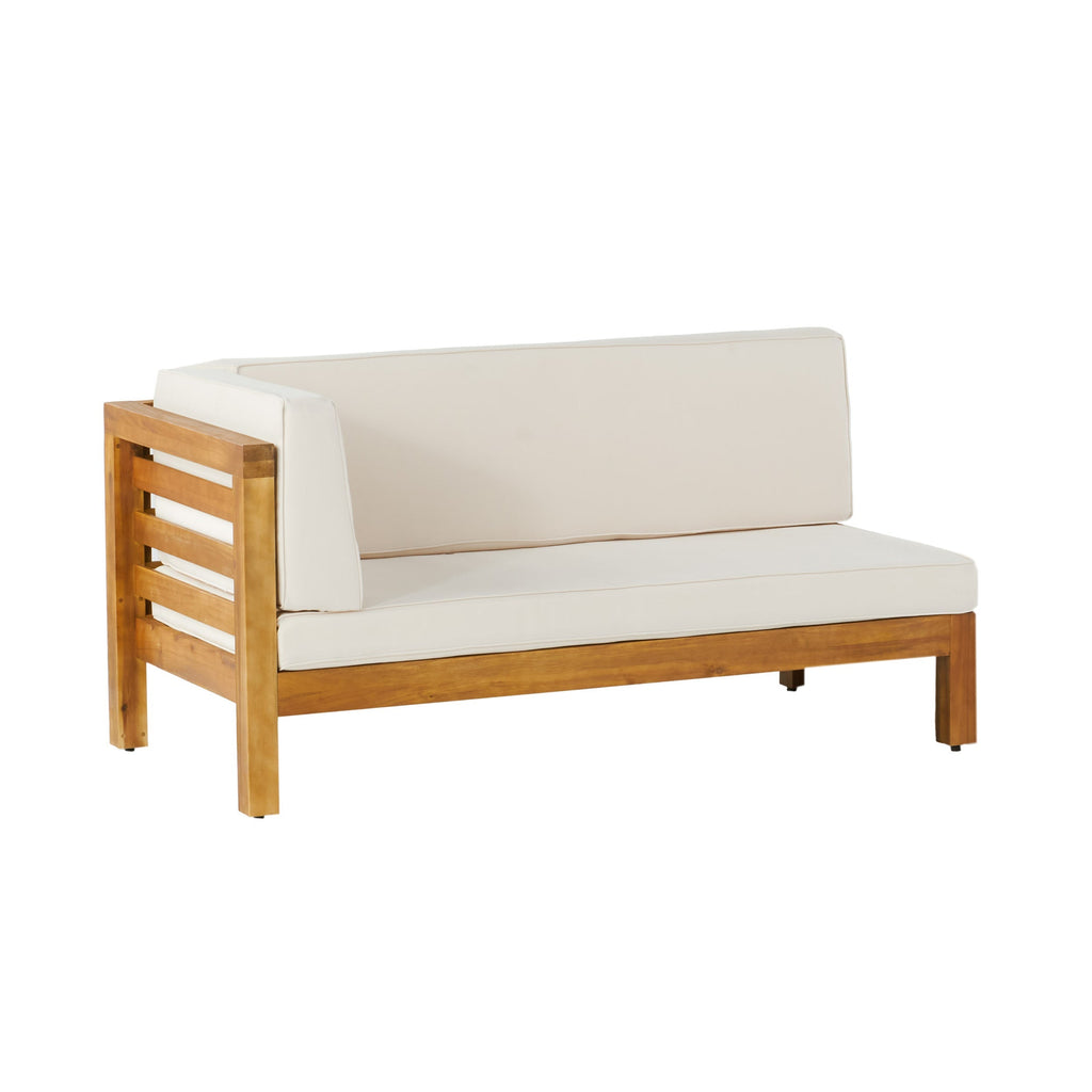OANA Outdoor Wooden Sectional Set with Cushions, Beige