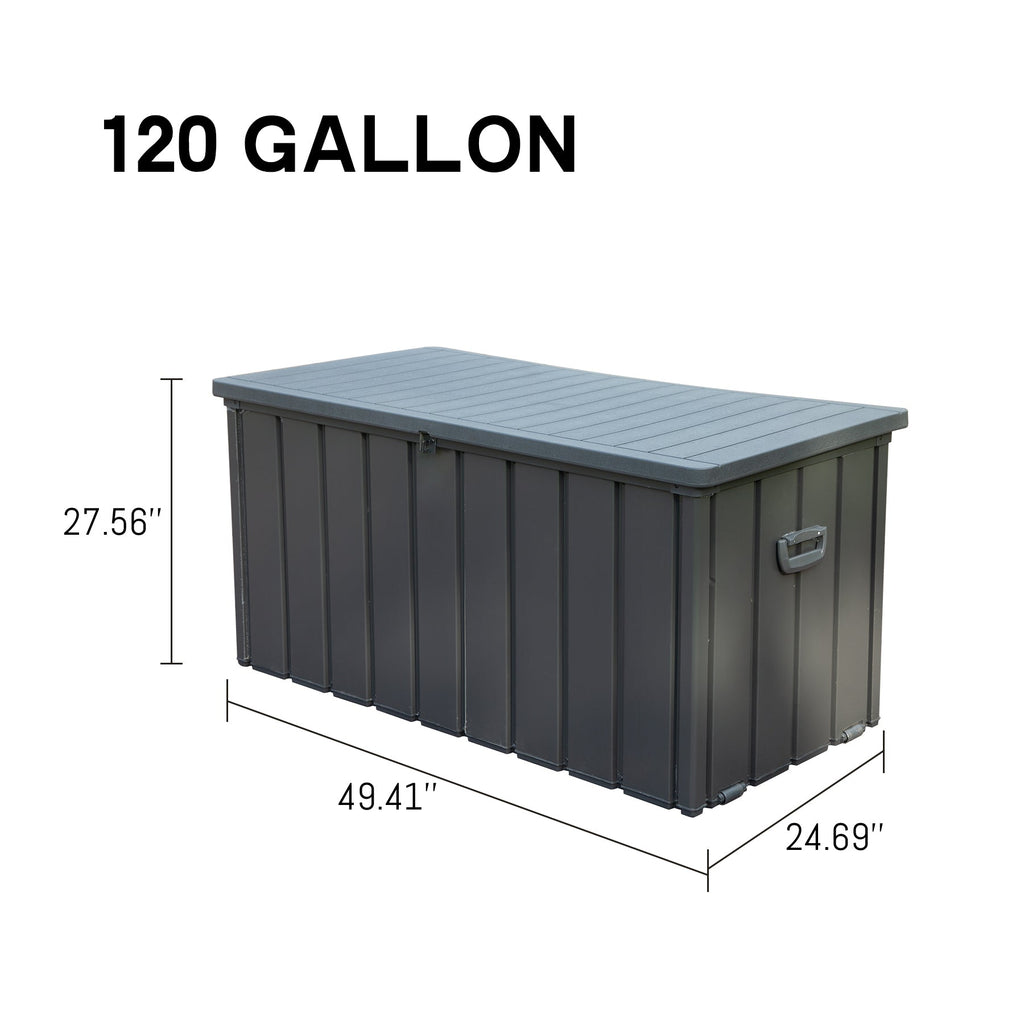 120 Gallon Outdoor Storage Deck Box Waterproof, Large Patio Storage Bin