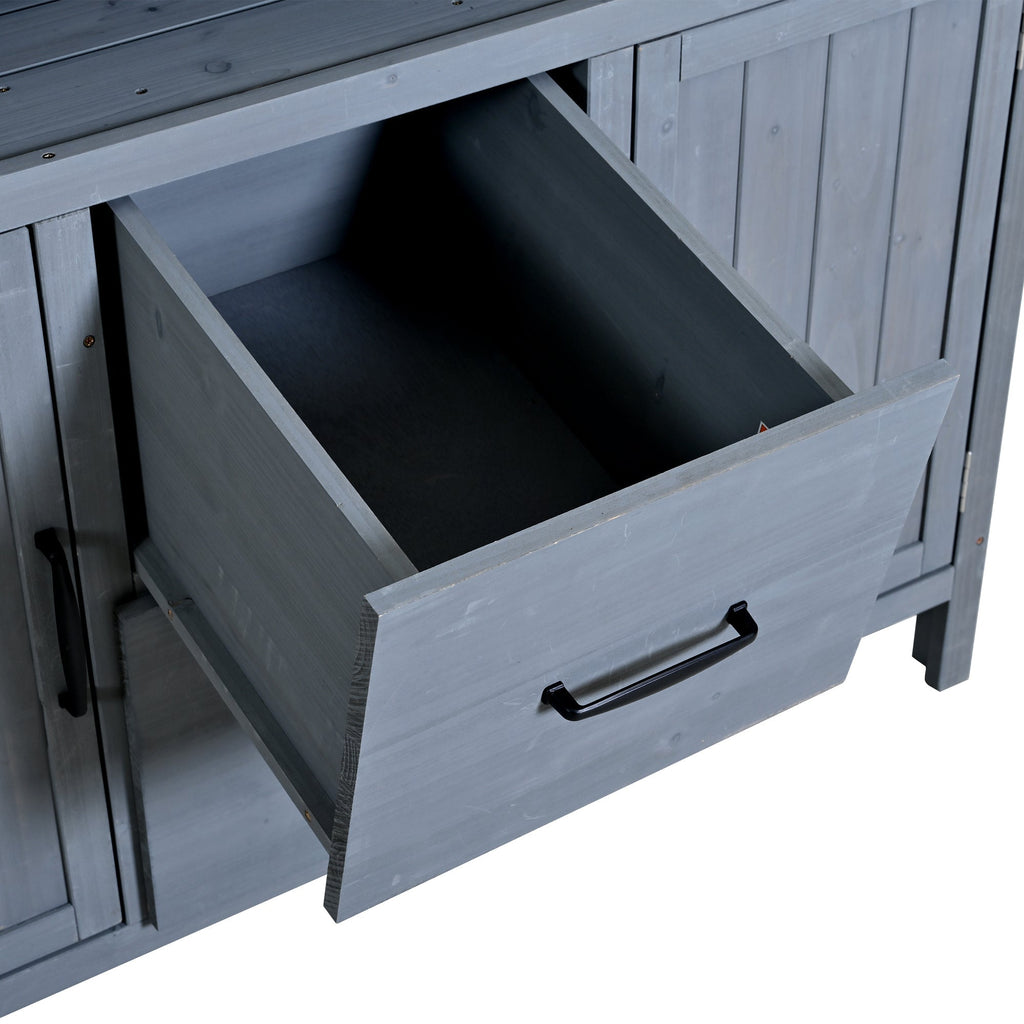 TOPMAX Large Fir Wood Potting Bench with Hutch and Storage