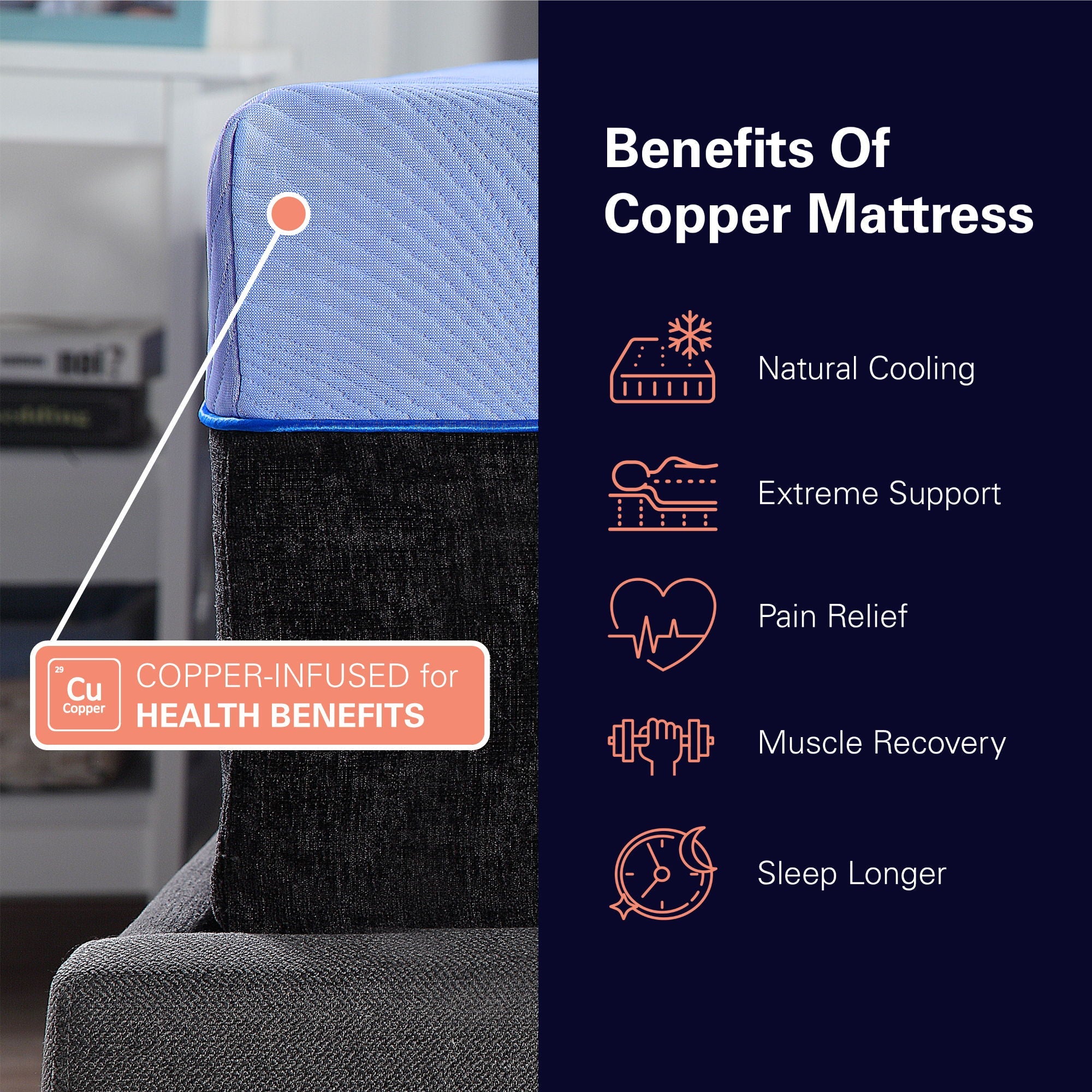 Refresh - 12" Flex Head Memory Foam Hybrid Mattress And Adjustable Base Bundle - Blue - Queen