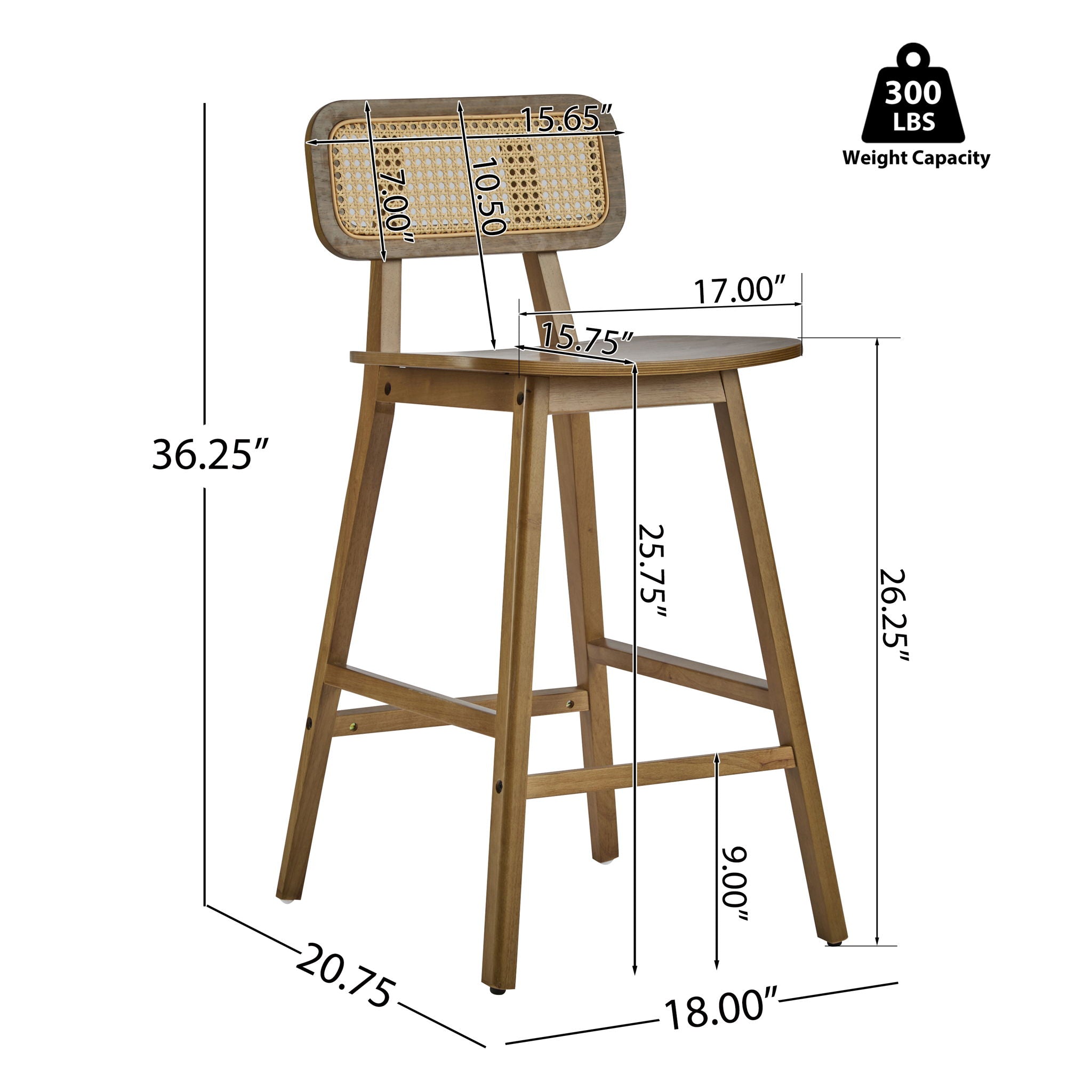 Bari Indoor Wood Barstool (Set of 2)