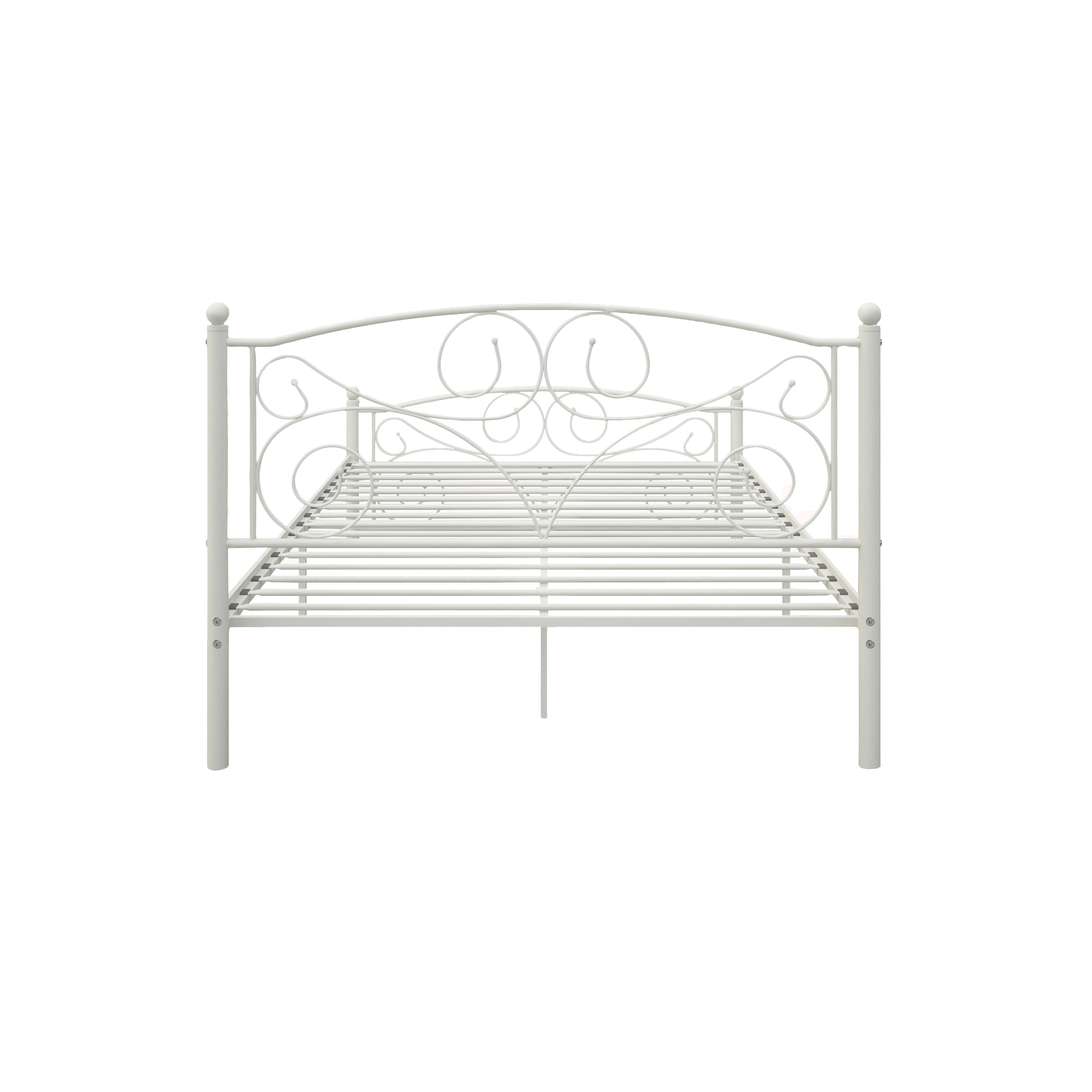 Queen Size Unique Flower Sturdy System Metal Bed Frame with Headboard and Footboard