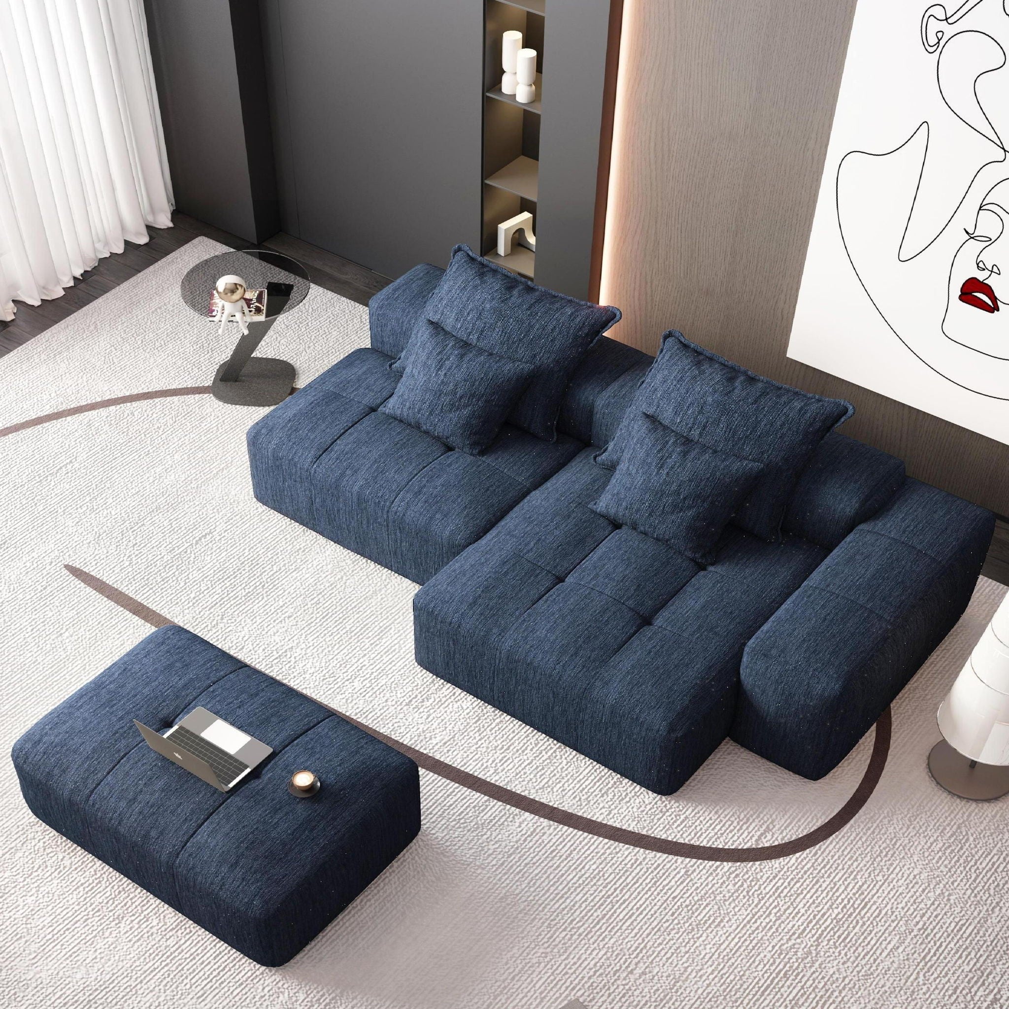 Modern Oversized DIY Combination Modular Sectional Sofa With Pillows